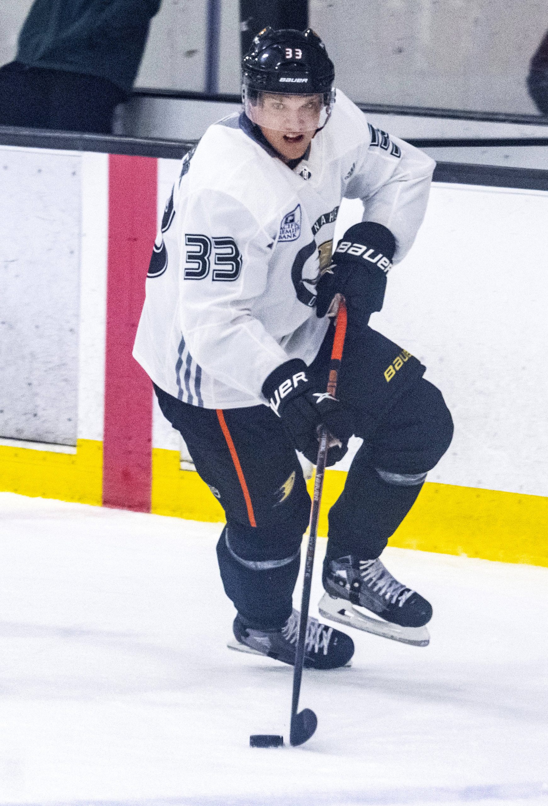 Ducks winger Jakob Silfverberg skates with the puck during the...