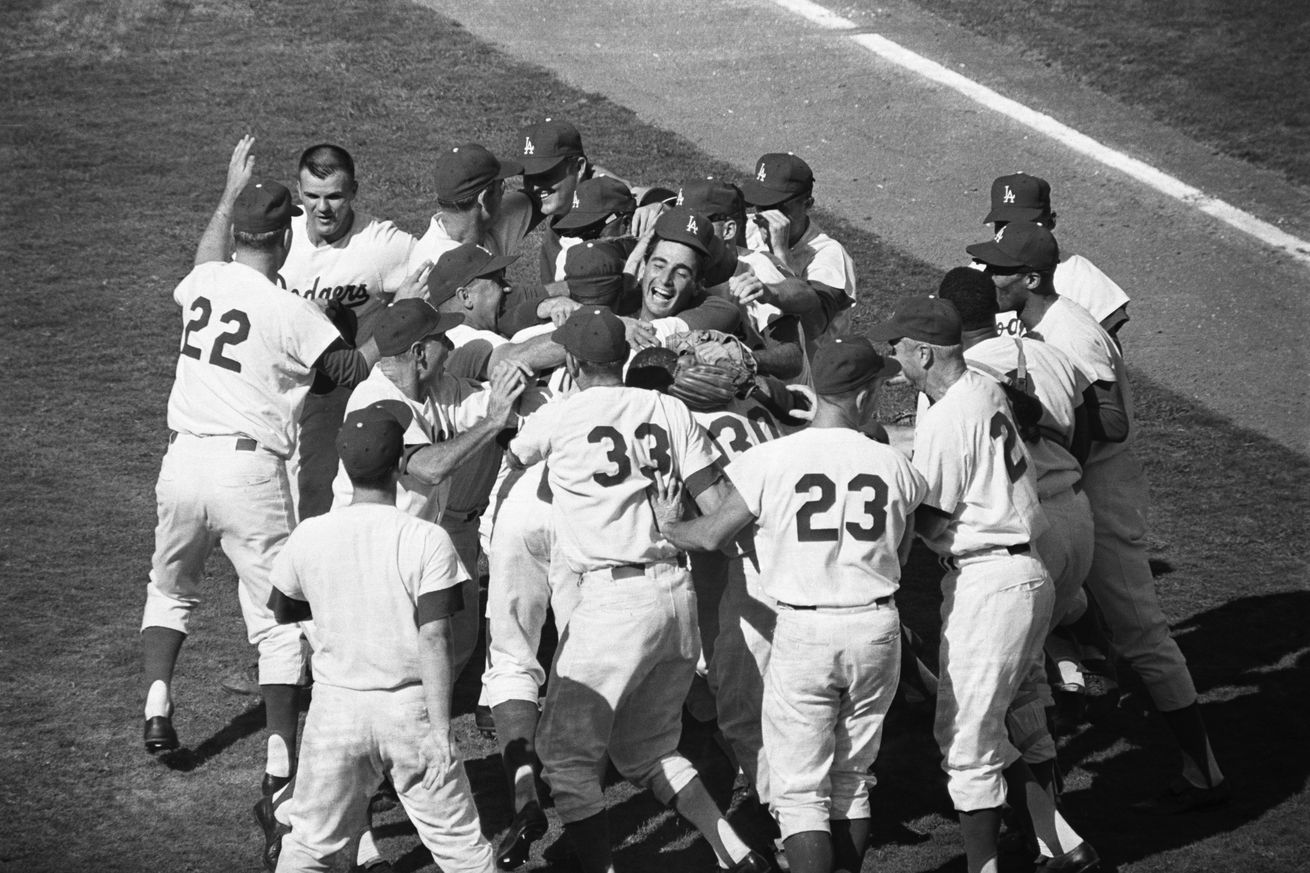 Dodgers Mobbing Smiling Sandy Koufax