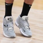 Mar 5, 2024; Toronto, Ontario, CAN; A general view of the basketball shoes of New Orleans Pelicans center Jonas Valanciunas (17) against the Toronto Raptors during the warmup before a game at Scotiabank Arena. Mandatory Credit: Nick Turchiaro-USA TODAY Sports