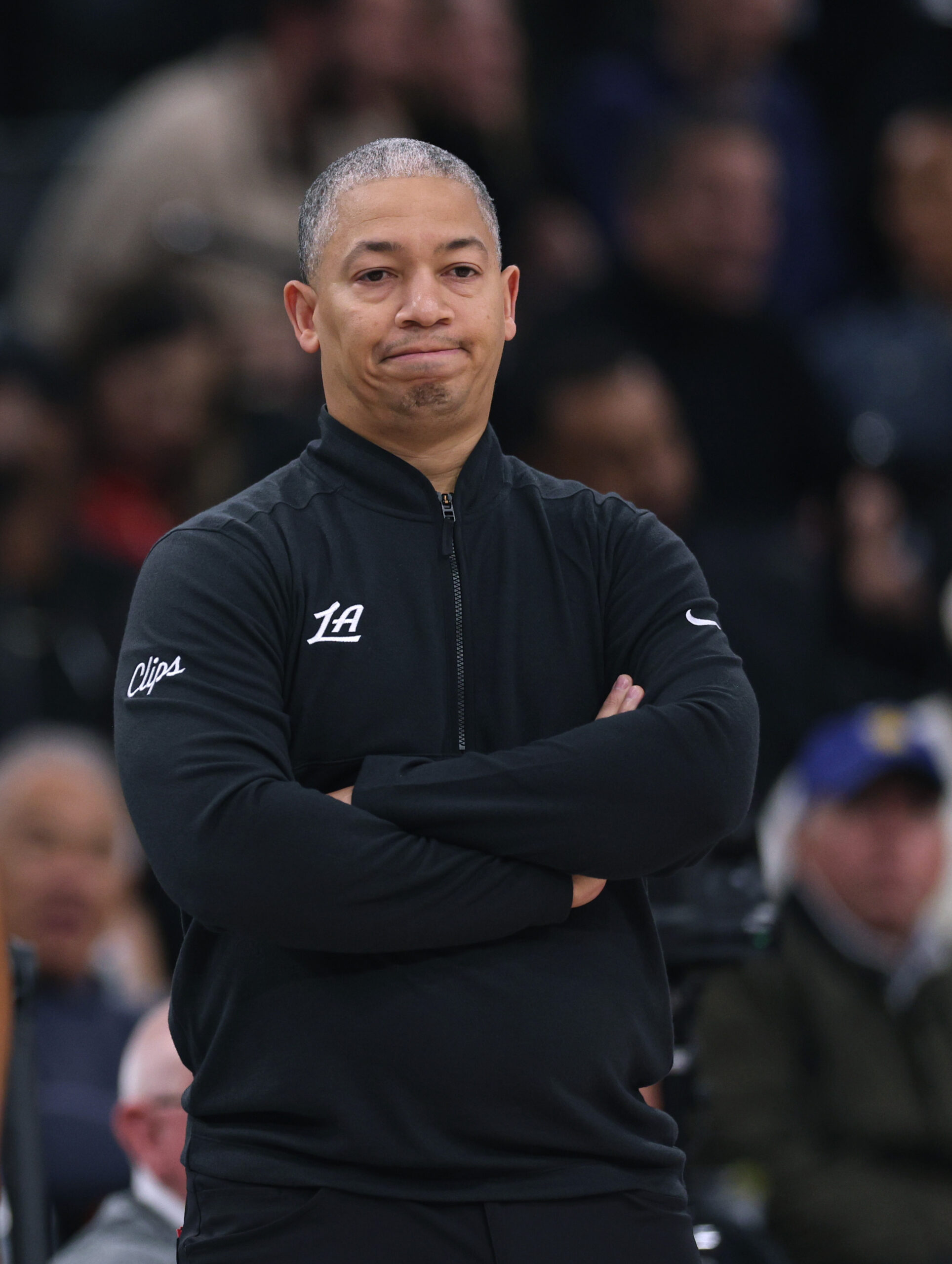 Clippers coach Tyronn Lue watches from the sideline during the...