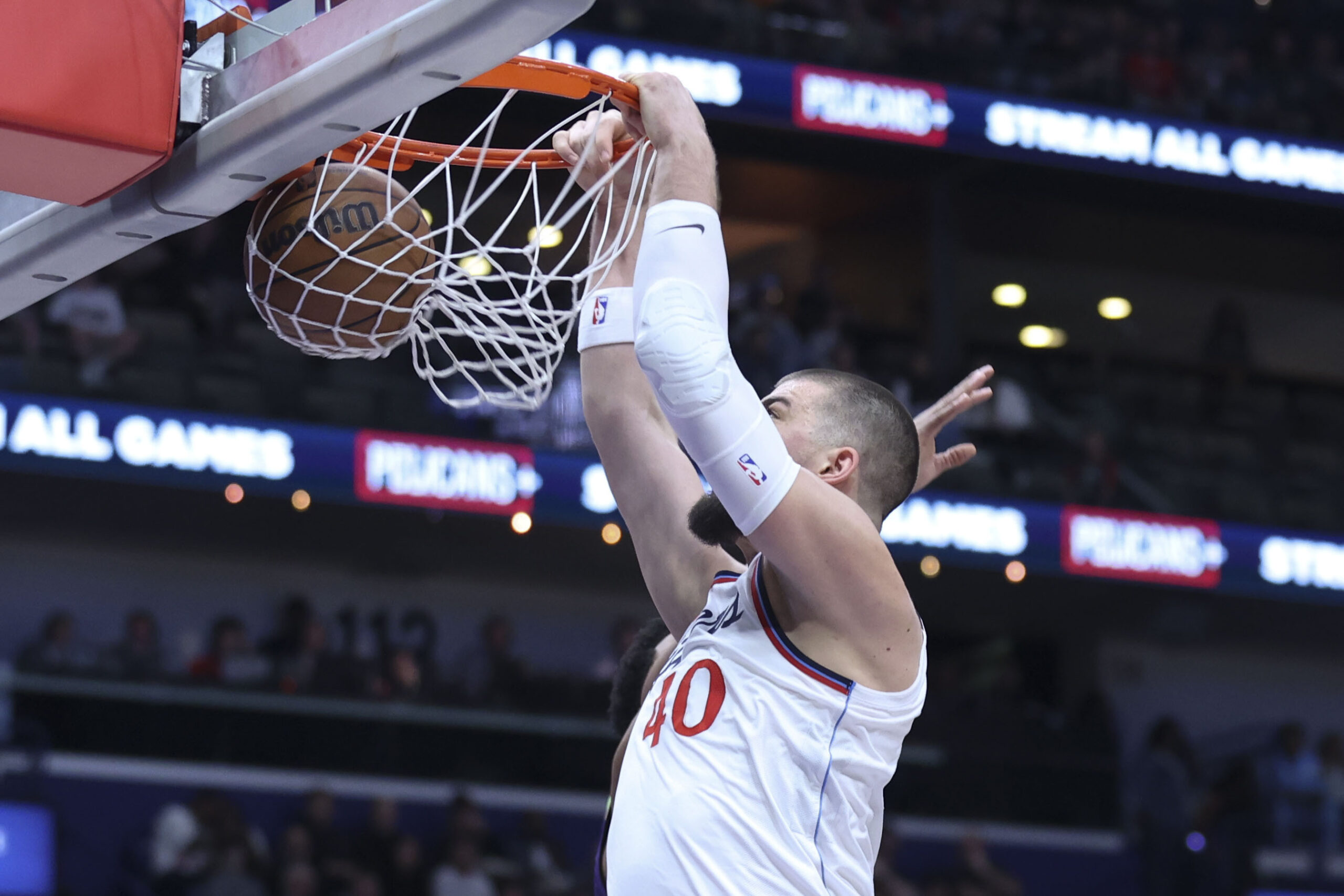 Clippers center Ivica Zubac throws down a dunk in the...