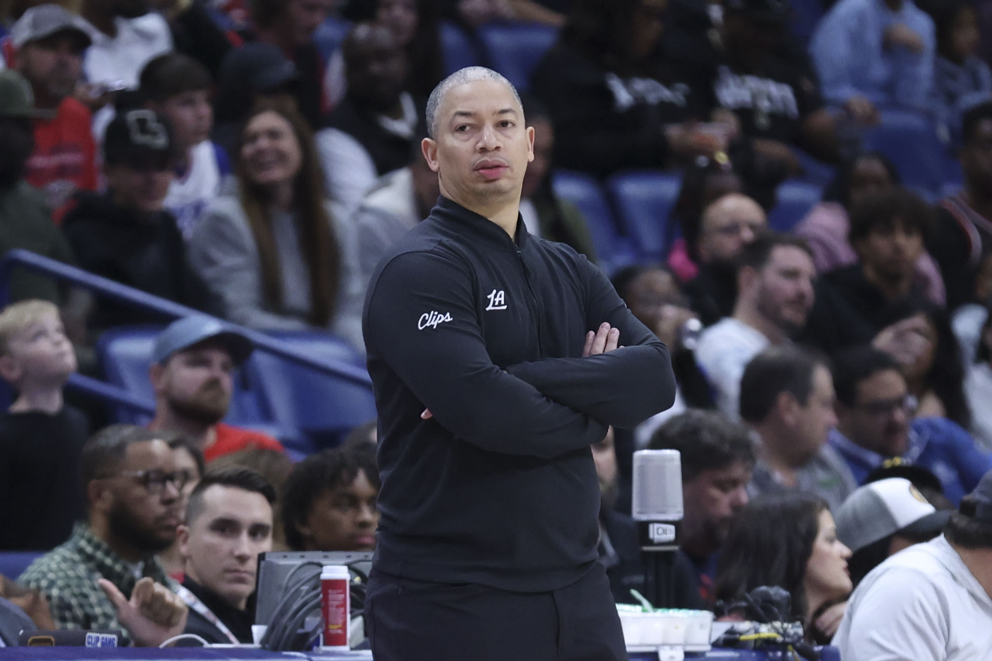 Clippers head coach Tyronn Lue watches his team in the...