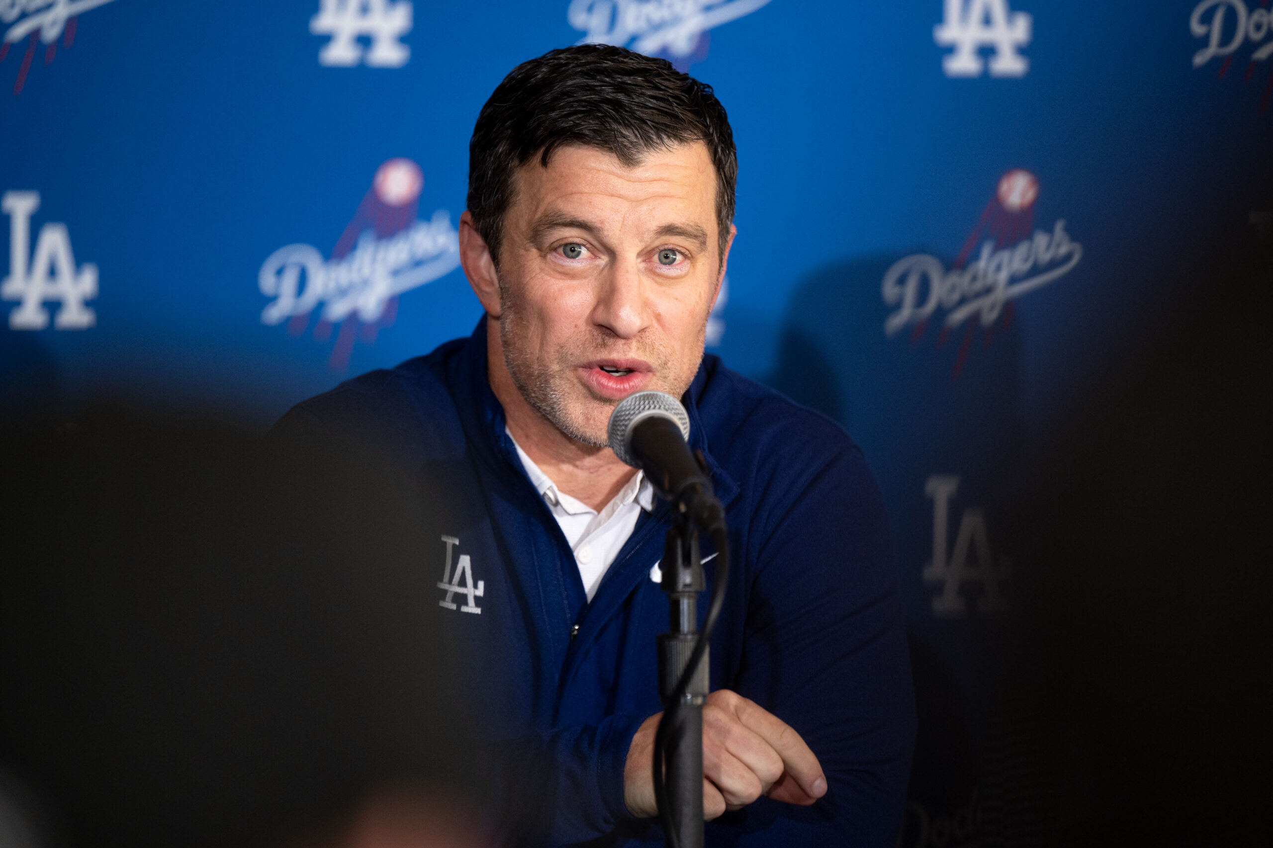 Dodgers president of baseball operations Andrew Friedman talks about acquiring...