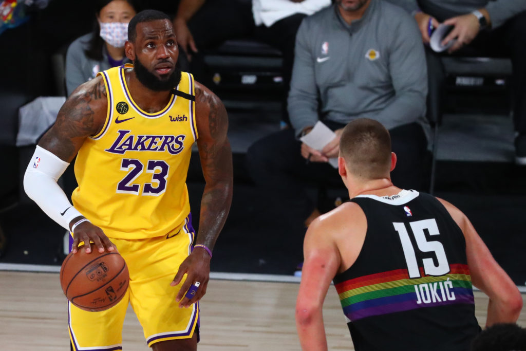 lakers nuggets lebron james nikola jokic defense