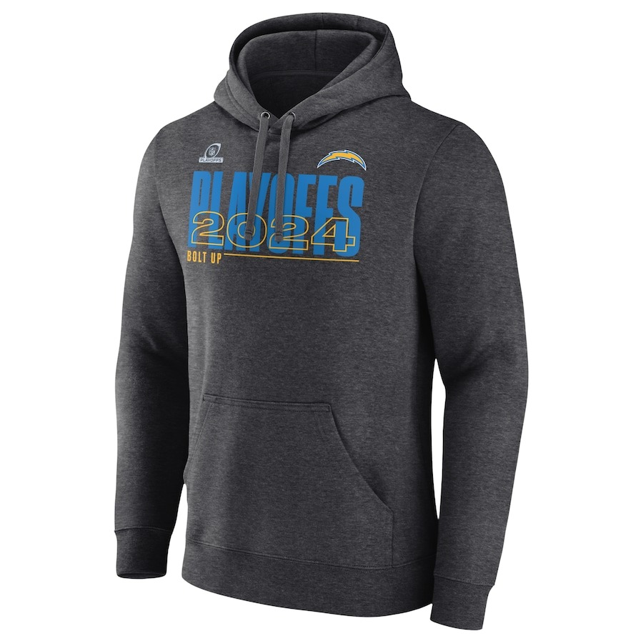 Los Angeles Chargers 2024 NFL Playoffs Pullover Hoodie - Charcoal 