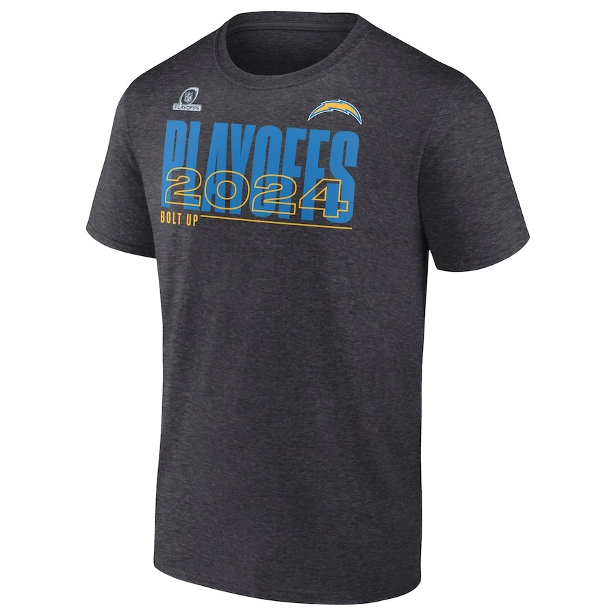 Los Angeles Chargers 2024 NFL Playoffs T-Shirt - Charcoal 