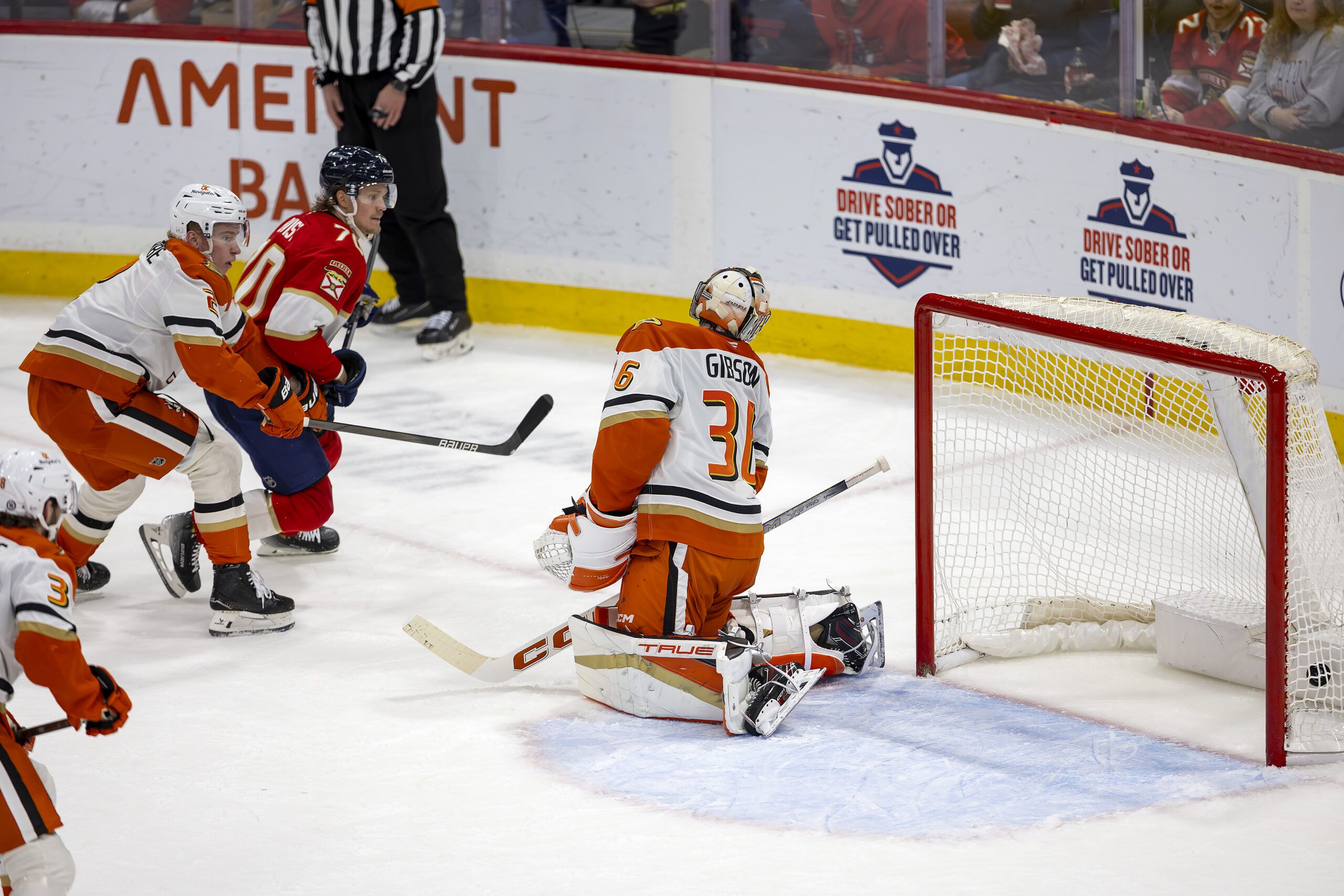 Florida Panthers center Jesper Boqvist (70) follows through as he...