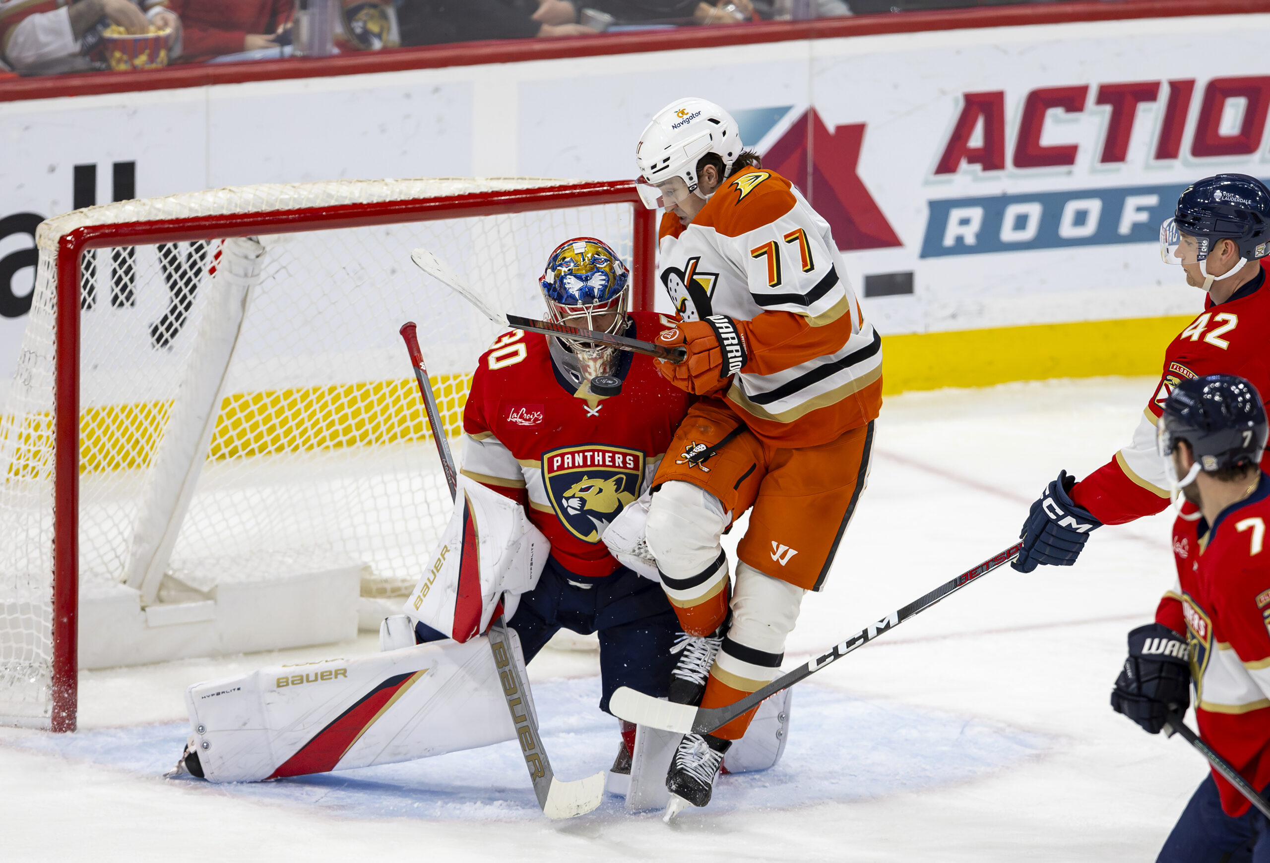 Florida Panthers goaltender Spencer Knight (30) makes a save against...