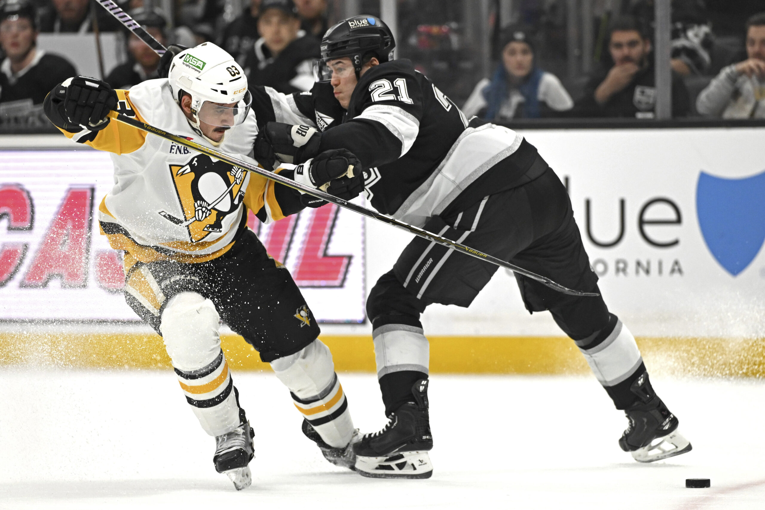 Pittsburgh Penguins left wing Matt Nieto,left and Kings defenseman Jordan...