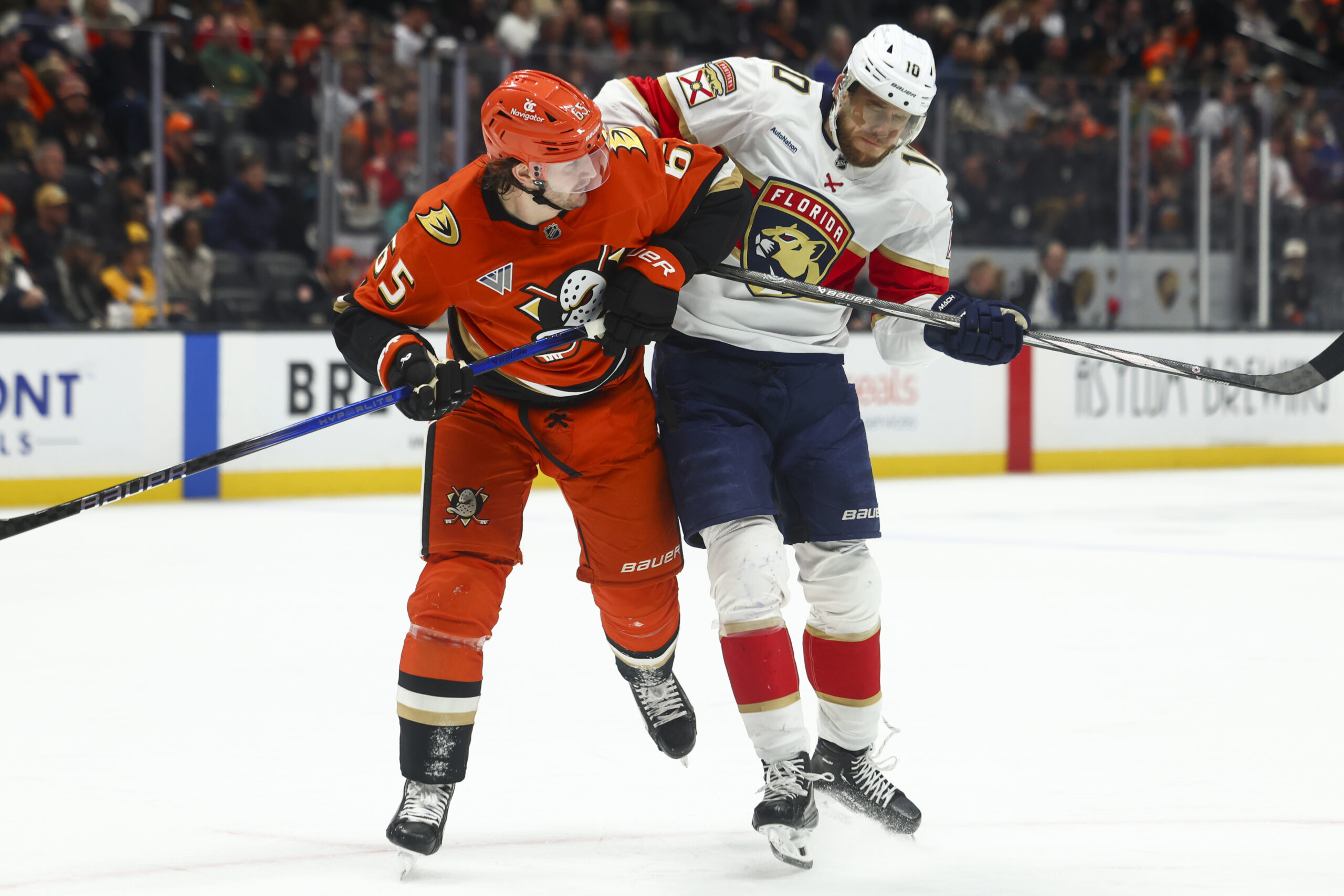 Ducks defenseman Jacob Trouba (65) and Florida Panthers left wing...