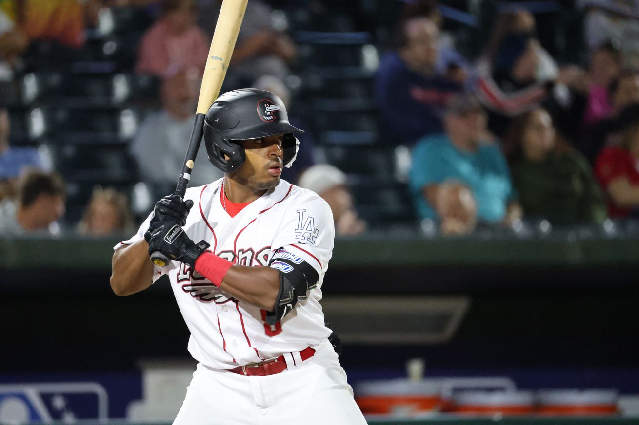 Dodgers prospect Dylan Campbell, playing for the High-A Great Lakes Loons in 2024