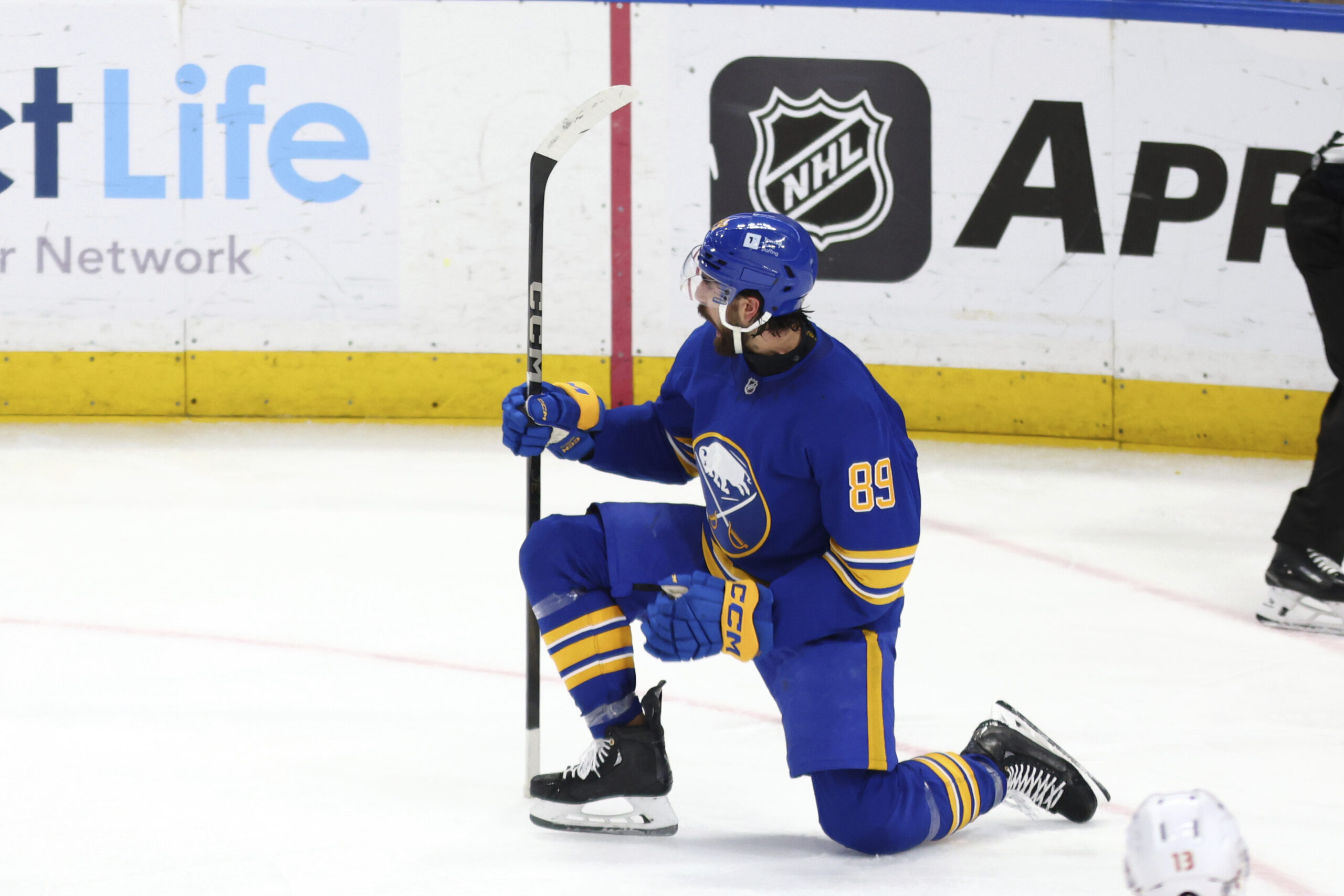 Buffalo Sabres right wing Alex Tuch celebrates his goal during...