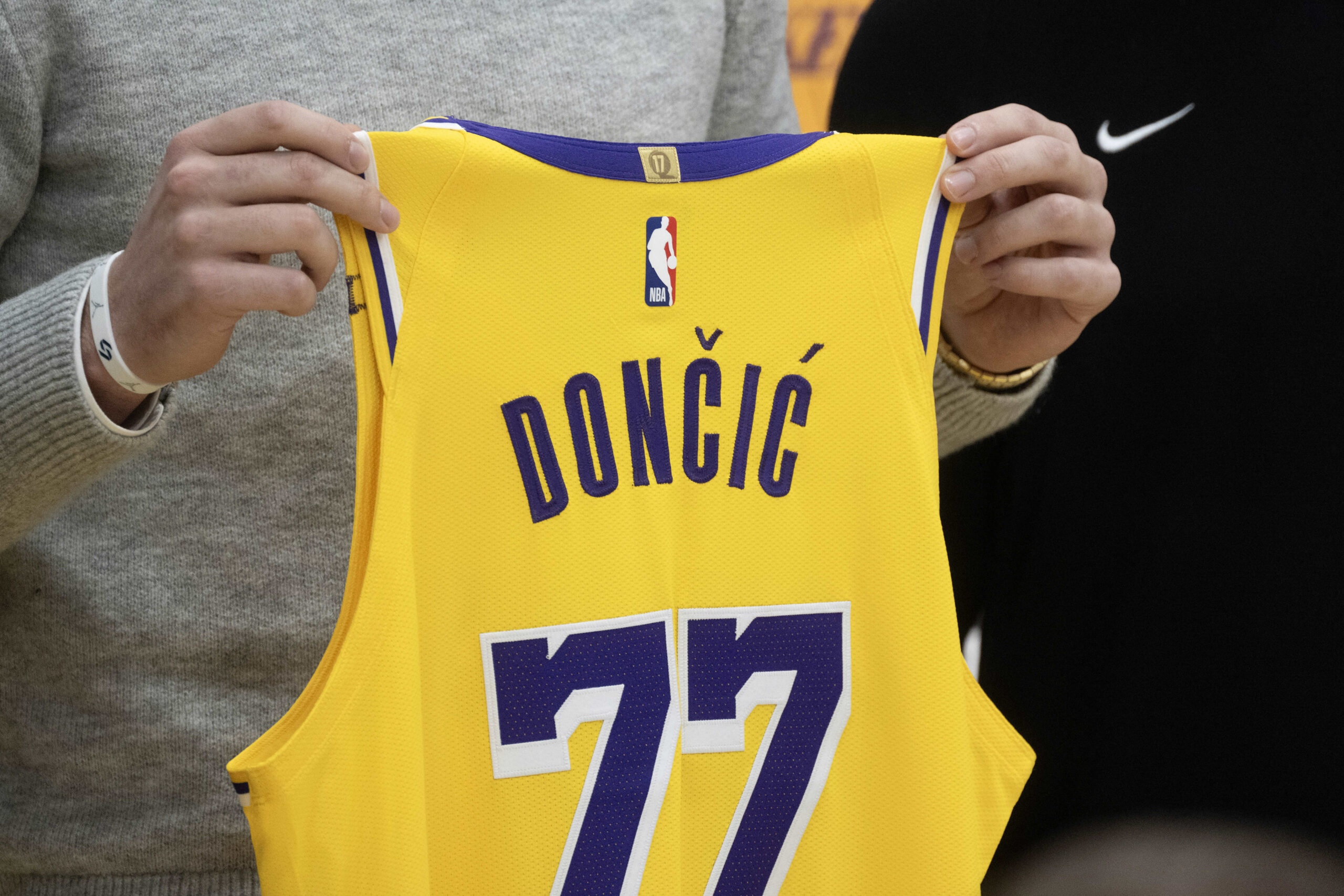 Lakers introduce Luka Doncic during a press conference at the...