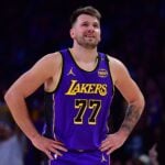 Los Angeles Lakers point guard Luka Doncic during game against Dallas Mavericks