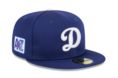 The Los Angeles Dodgers spring training cap for 2025, with a script D on the front and an Arizona spring training patch on the right side.