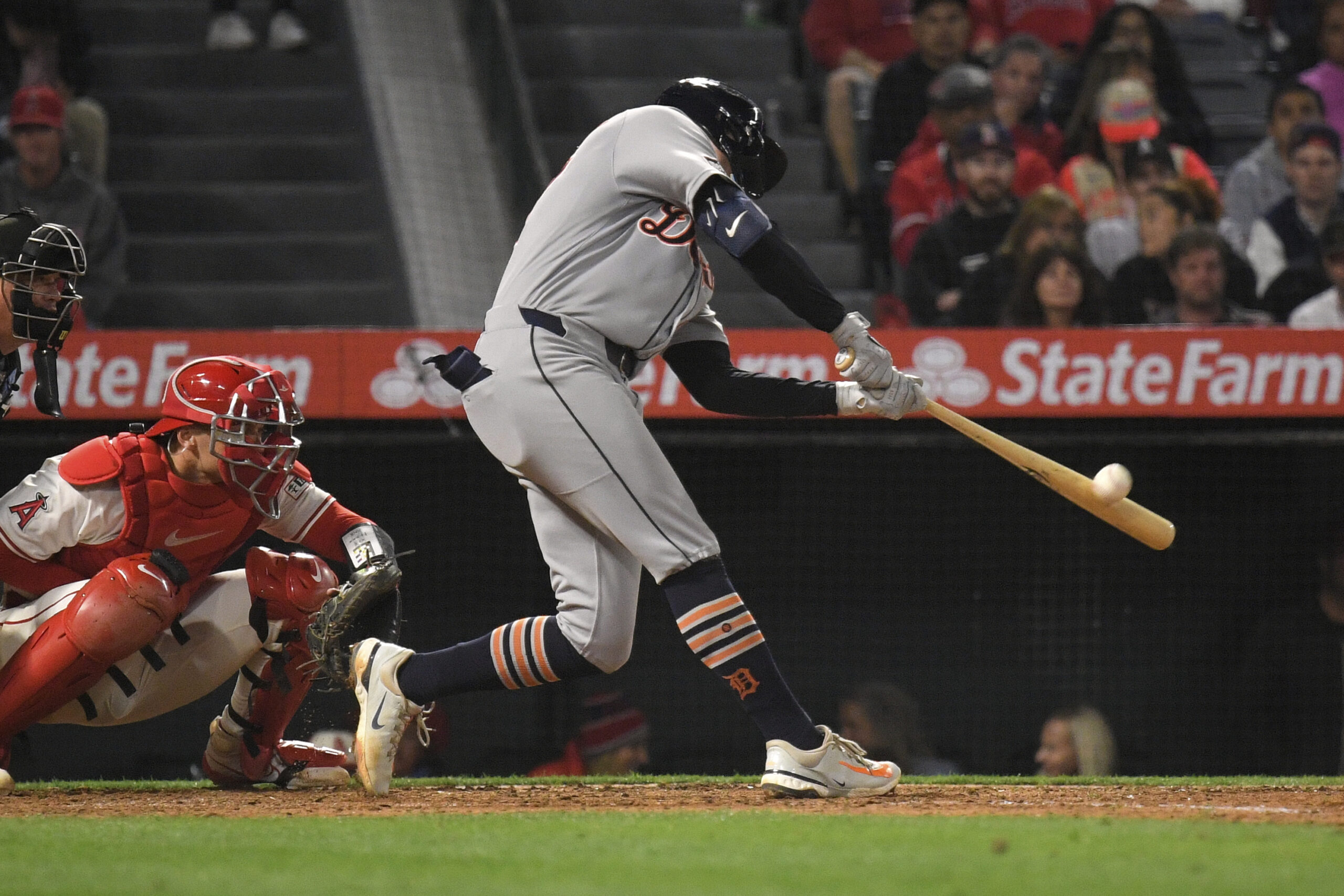 The Detroit Tigers’ Trey Sweeney hits a solo home run...
