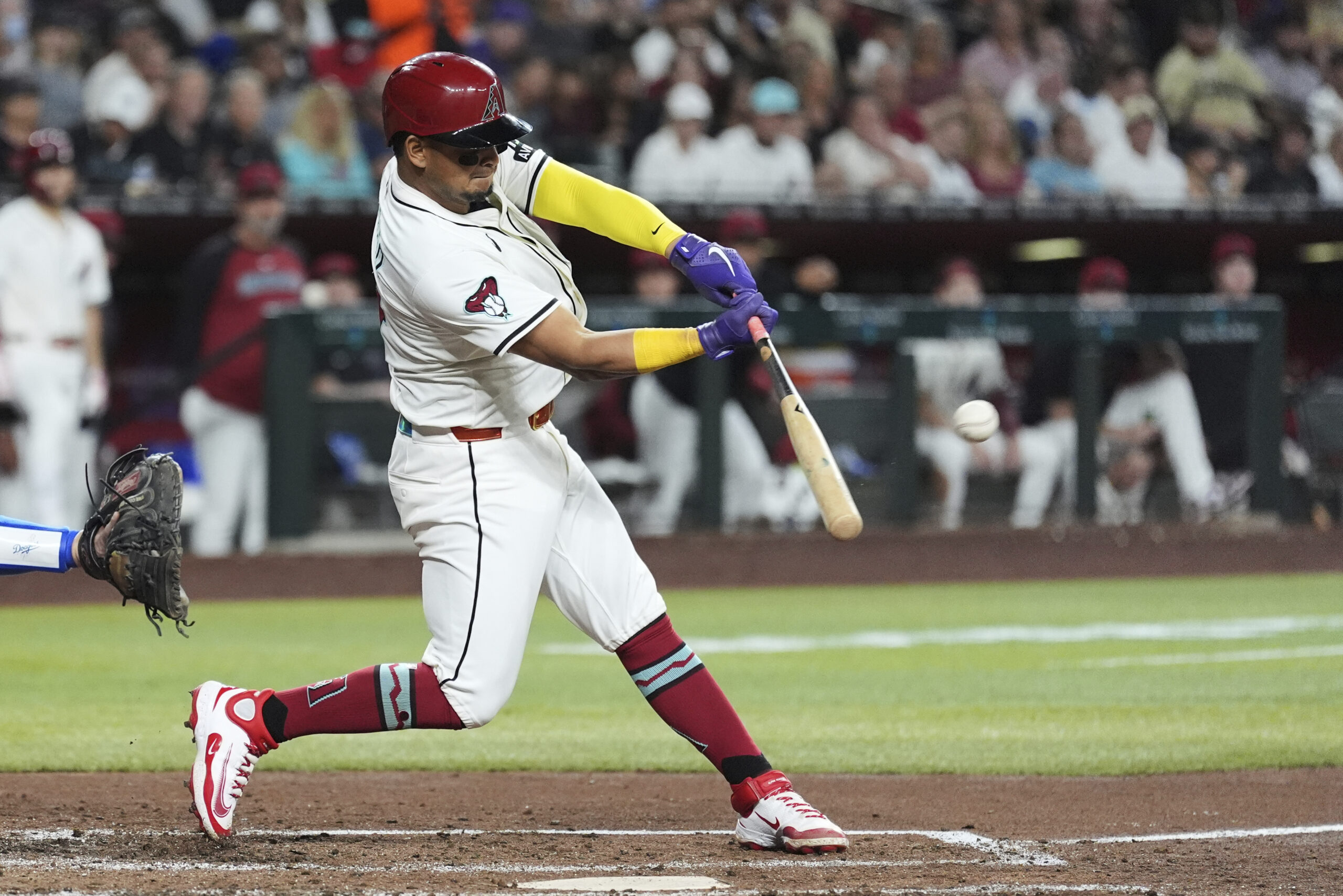 The Arizona Diamondbacks’ Gabriel Moreno connects for a grand slam...