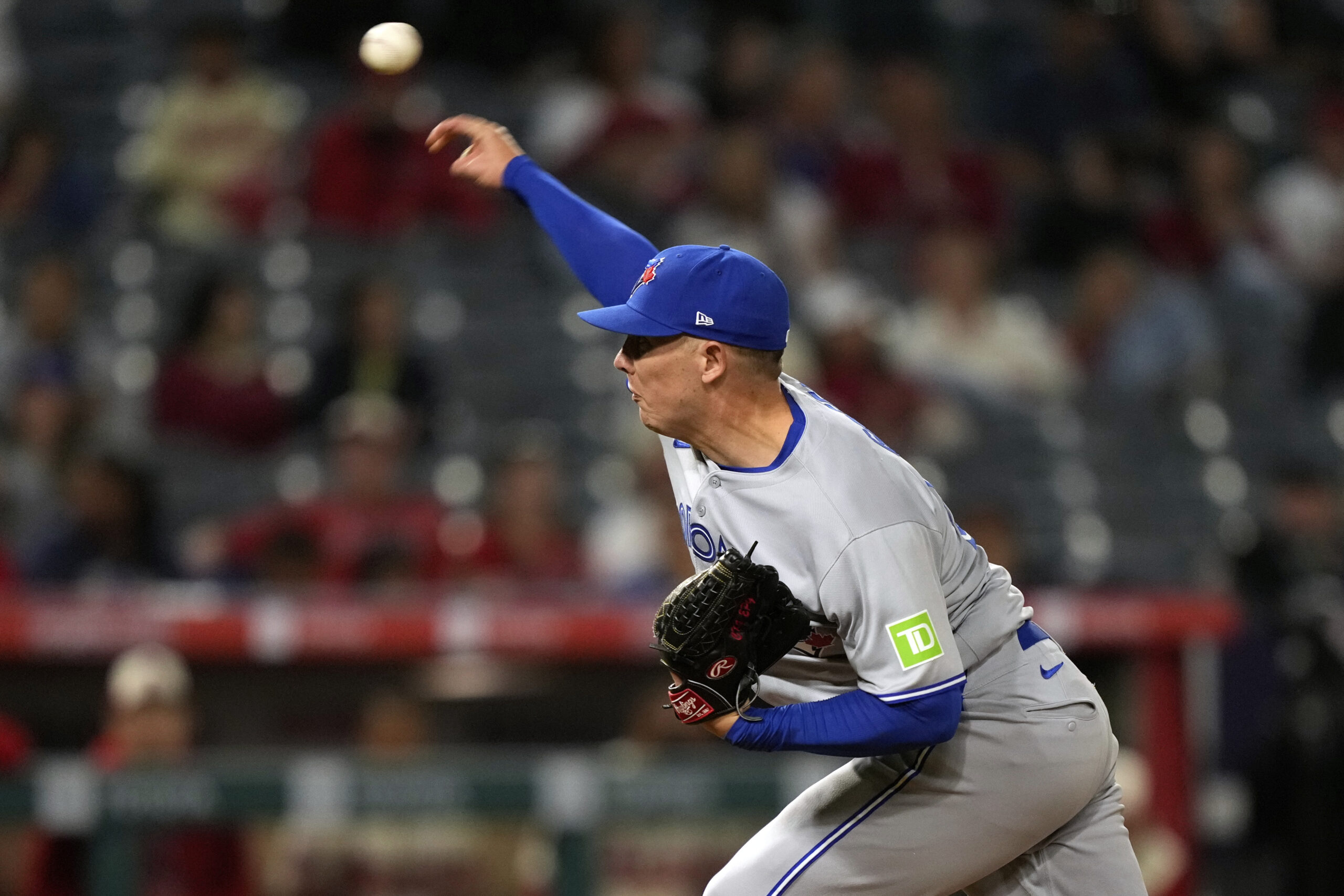 Toronto Blue Jays relief pitcher Chad Green throws to the...