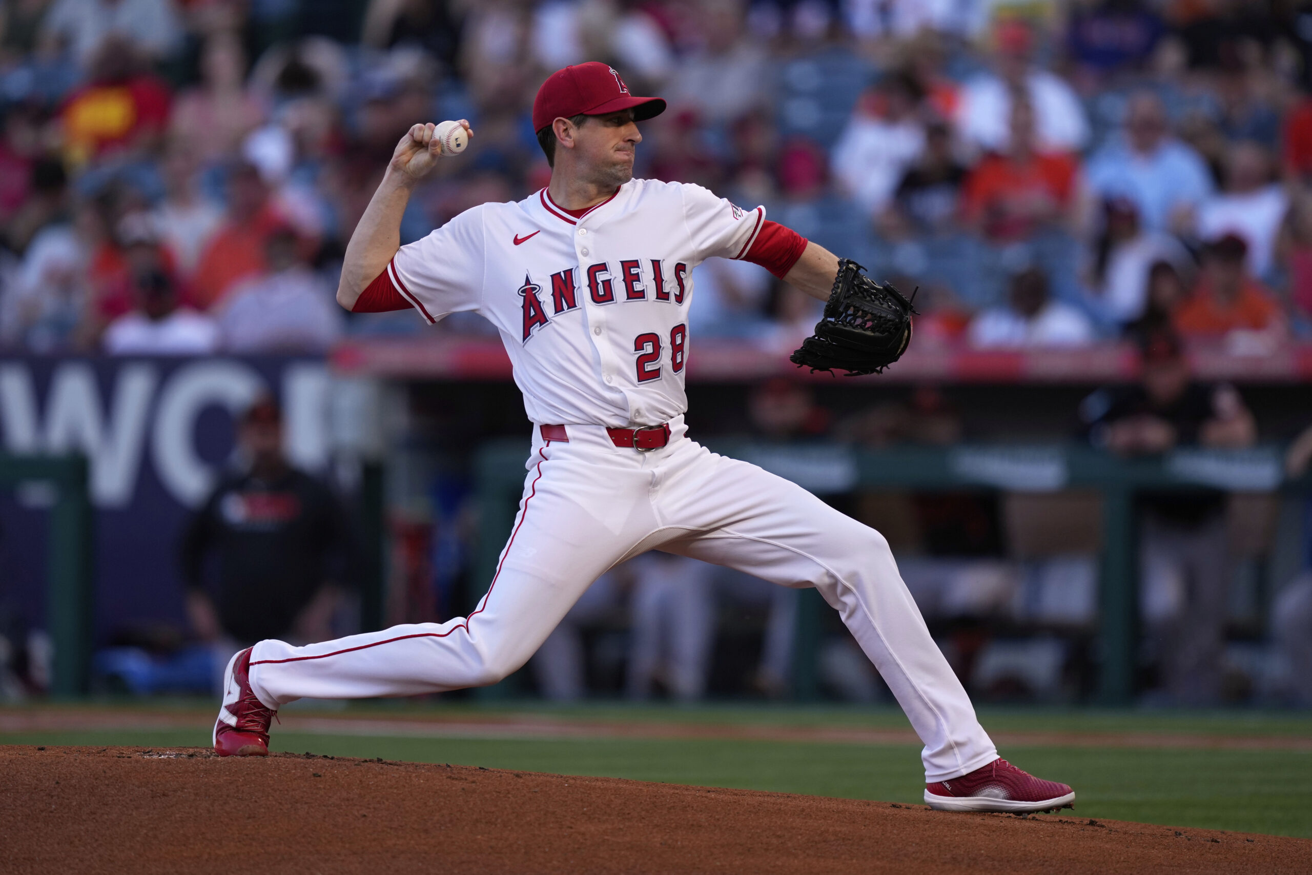 Angels starting pitcher Kyle Hendricks throws to the plate during...