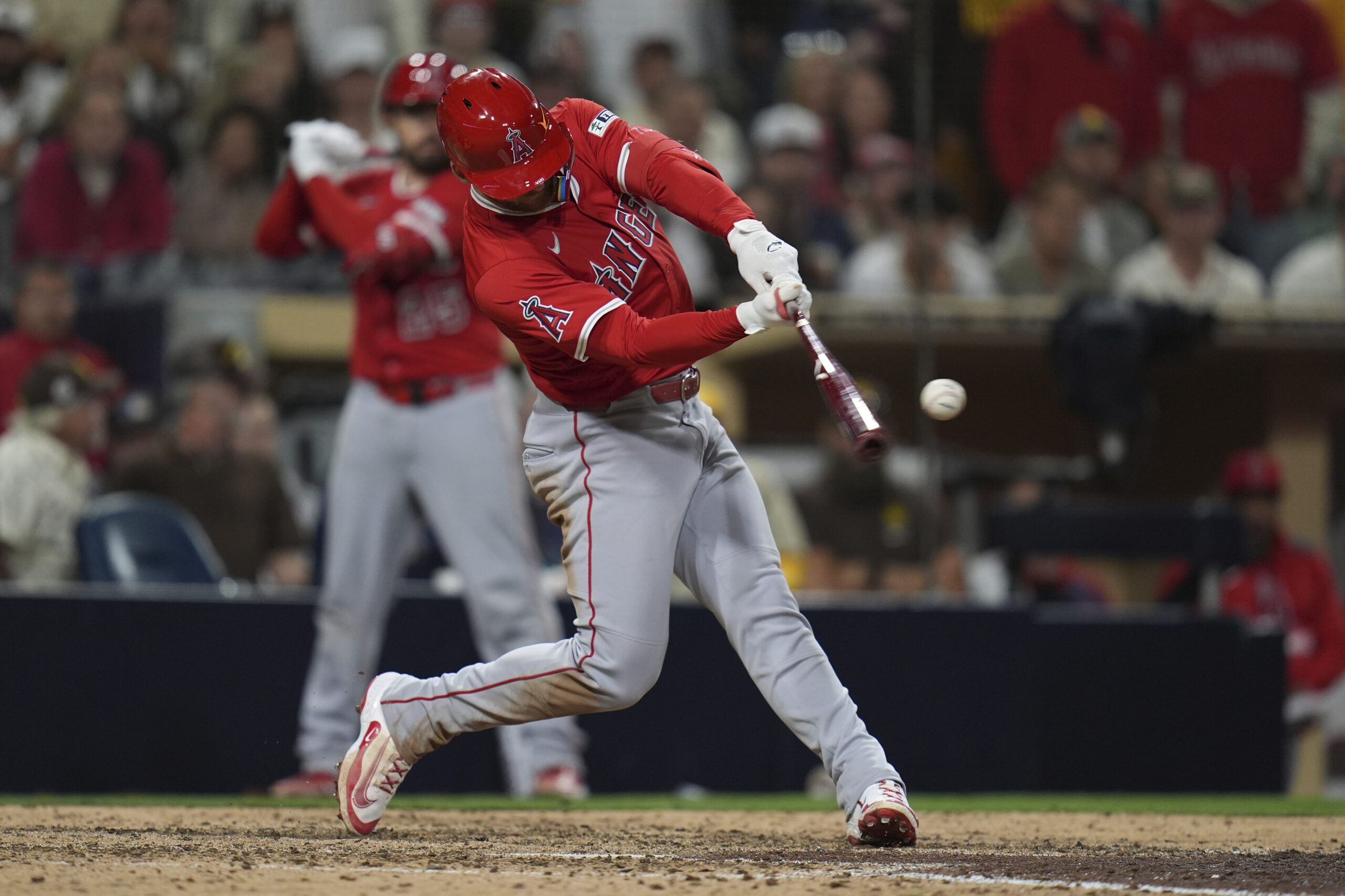 The Angels’ Taylor Ward hits a tiebreaking grand slam during...