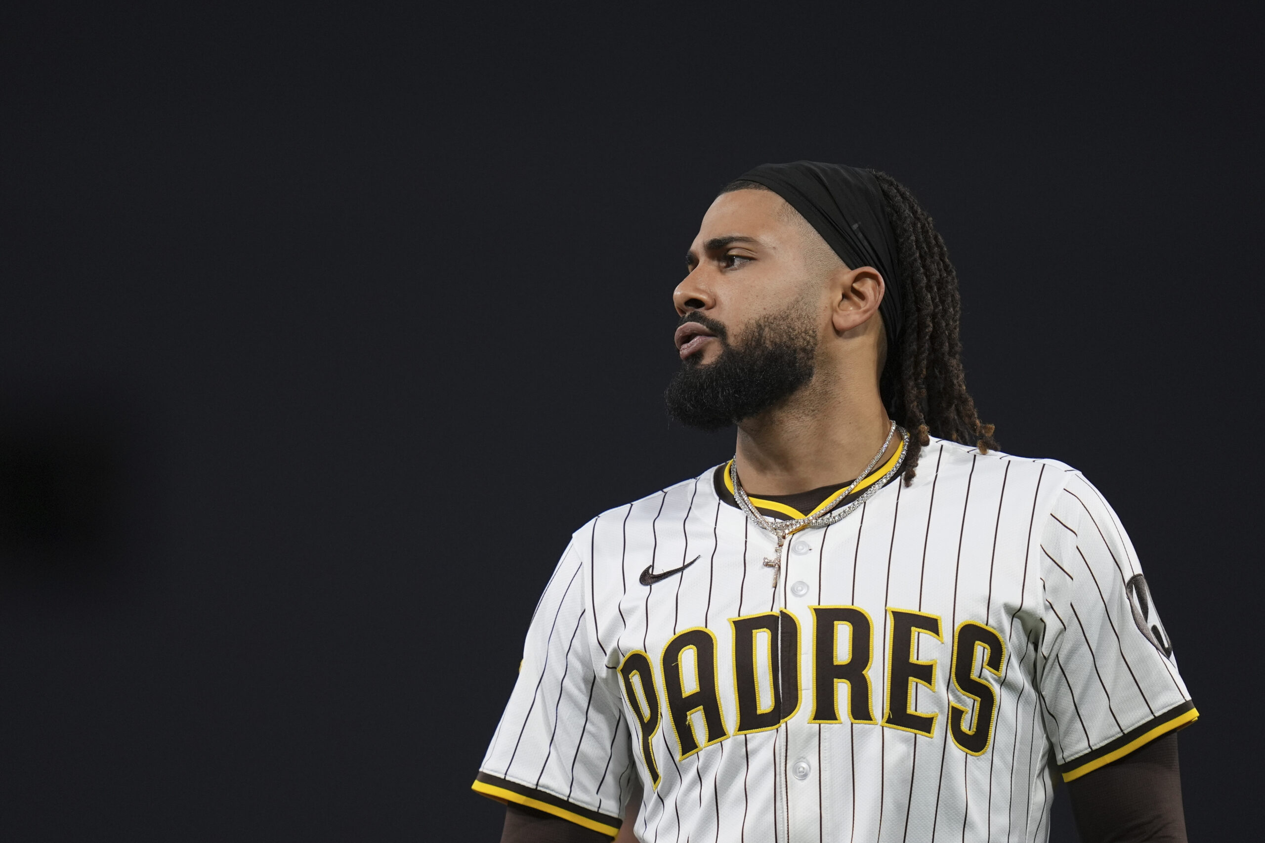 San Diego Padres star Fernando Tatis Jr. exhales after grounding...