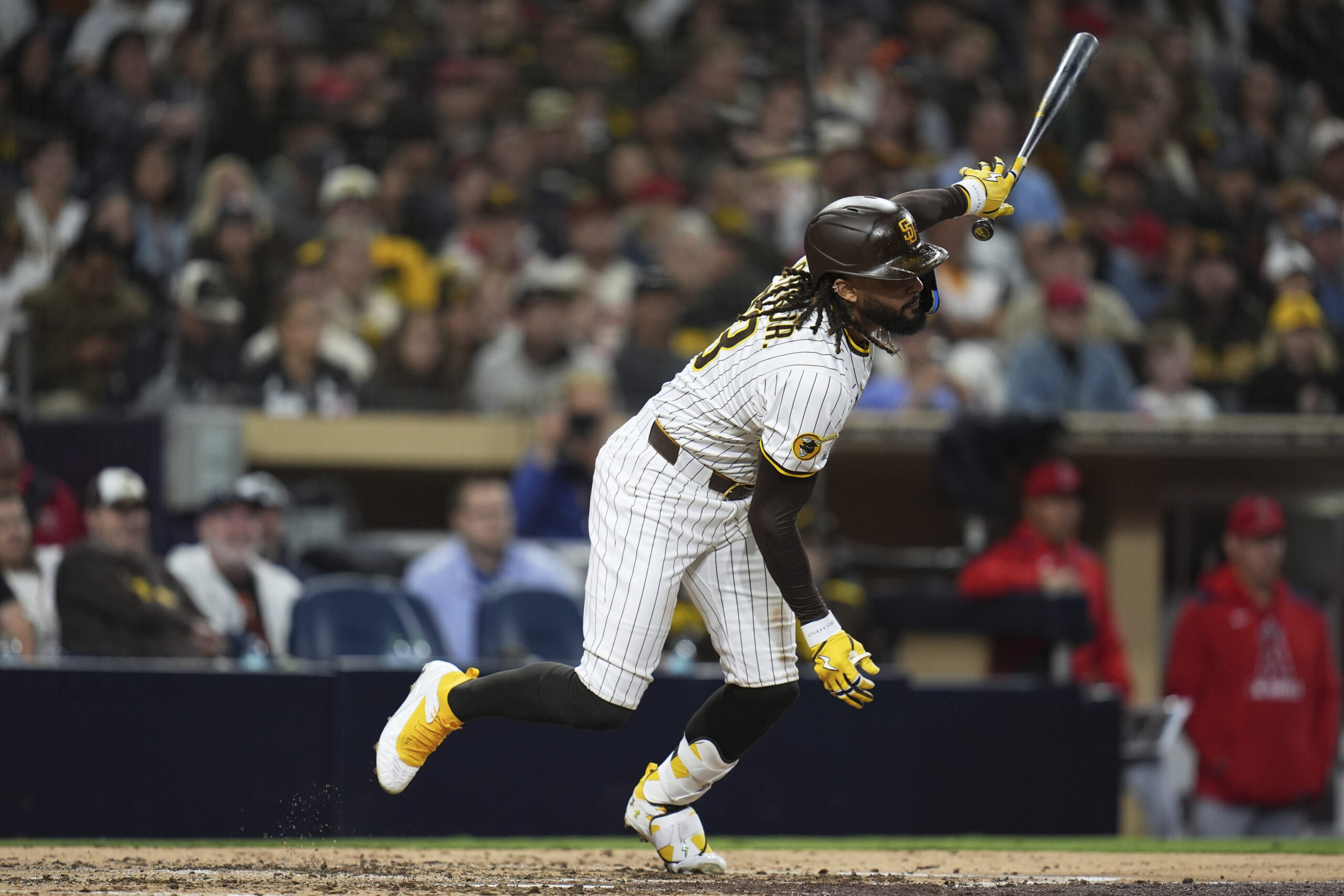 San Diego Padres star Fernando Tatis Jr. grounds out during...