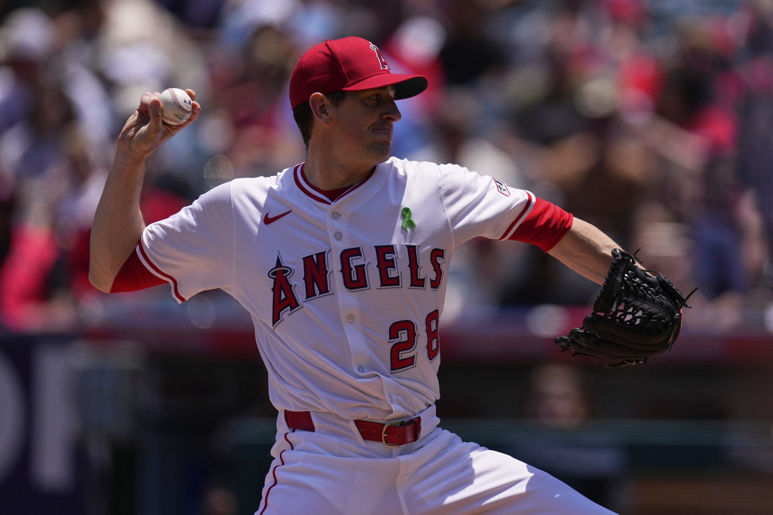 Angels starting pitcher Kyle Hendricks throws to the plate during...