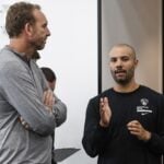 Brooklyn Nets general manager Sean Marks and head coach Jordi Fernandez