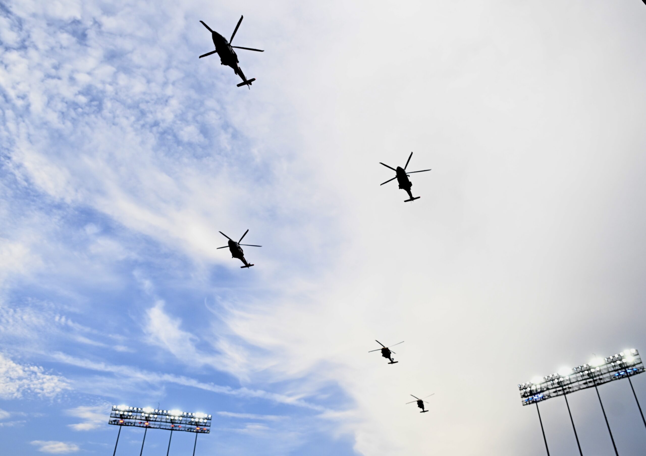A flyover by Los Angeles county and LA fire departments...