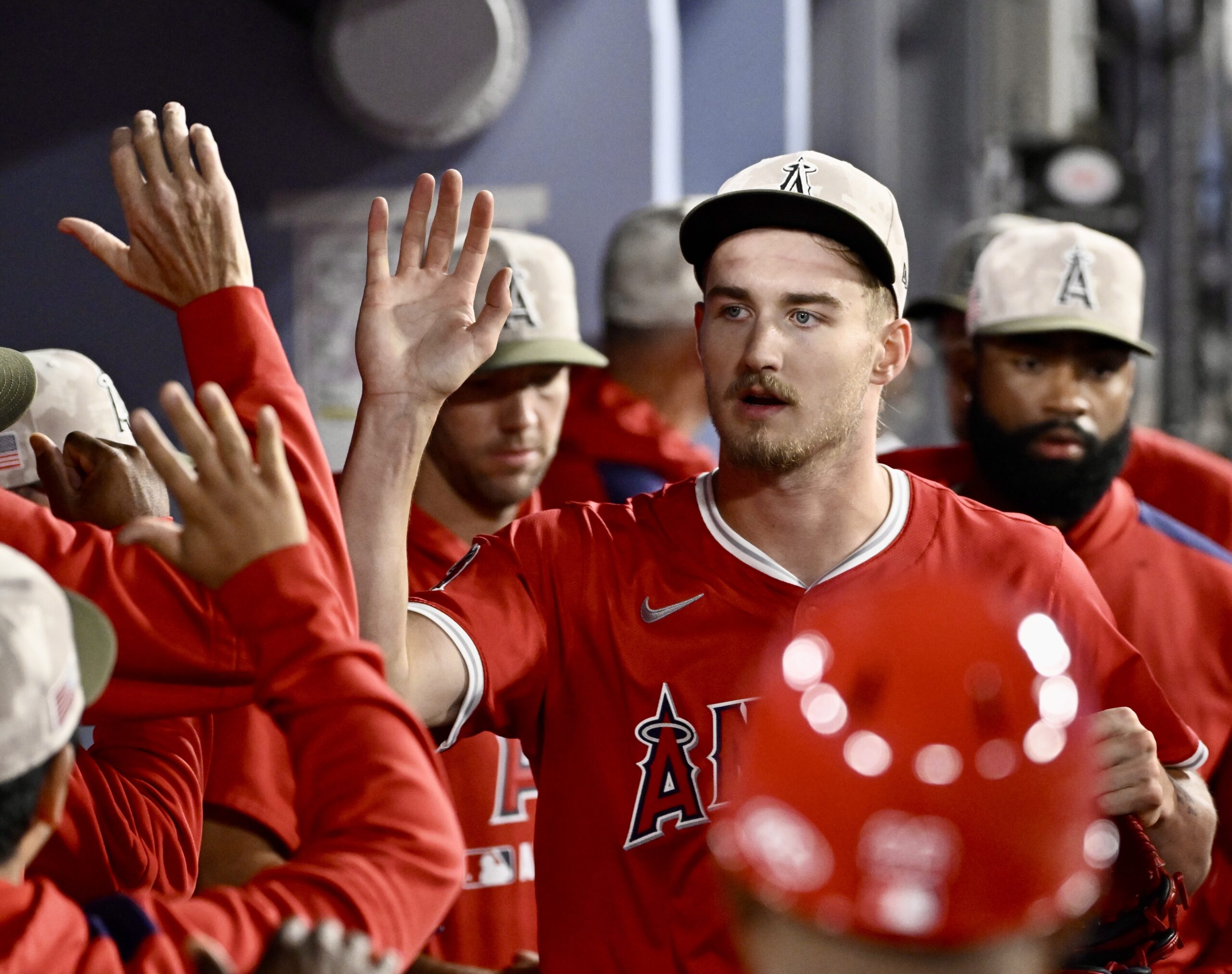 Starting pitcher Jack Kochanowicz #41 of the Los Angeles Angels...