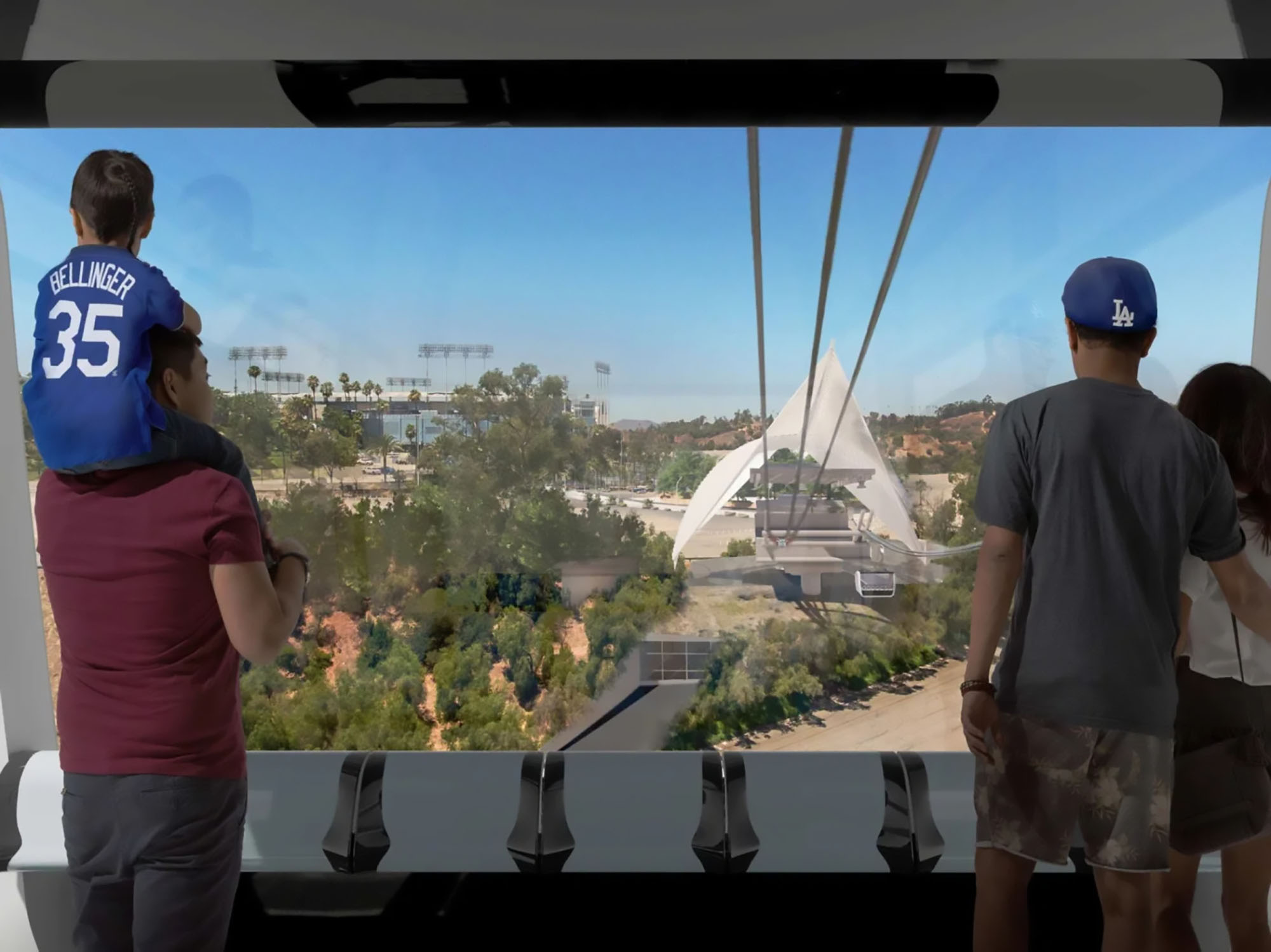 Artist rendering of the gondola ride to Dodger Stadium, (Courtesy...