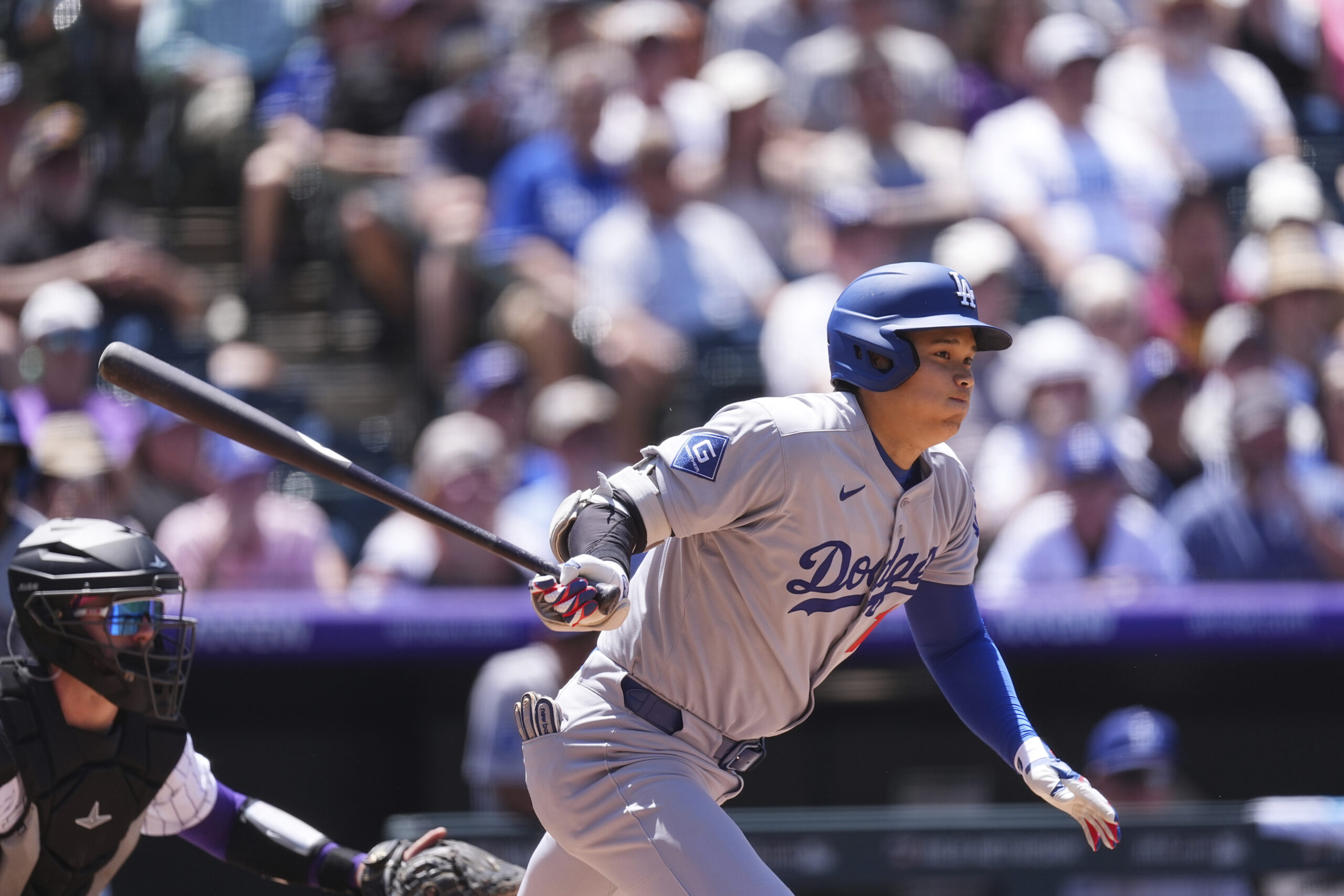 Dodgers star Shohei Ohtani grounds out against Colorado Rockies starting...