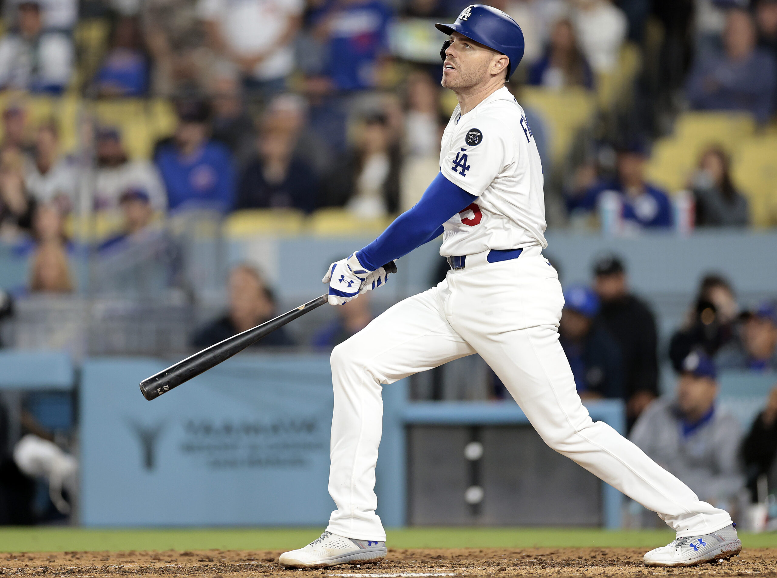 The Dodgers’ Freddie Freeman hits a walk-off double in the...