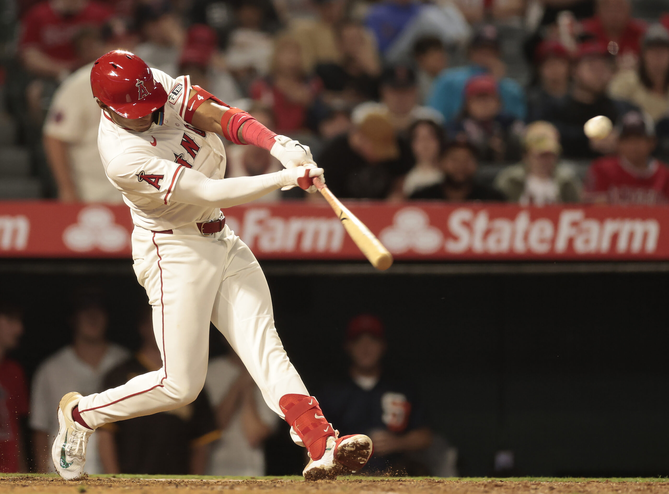The Angels’ Christian Moore hits a two-run, walk-off home run...