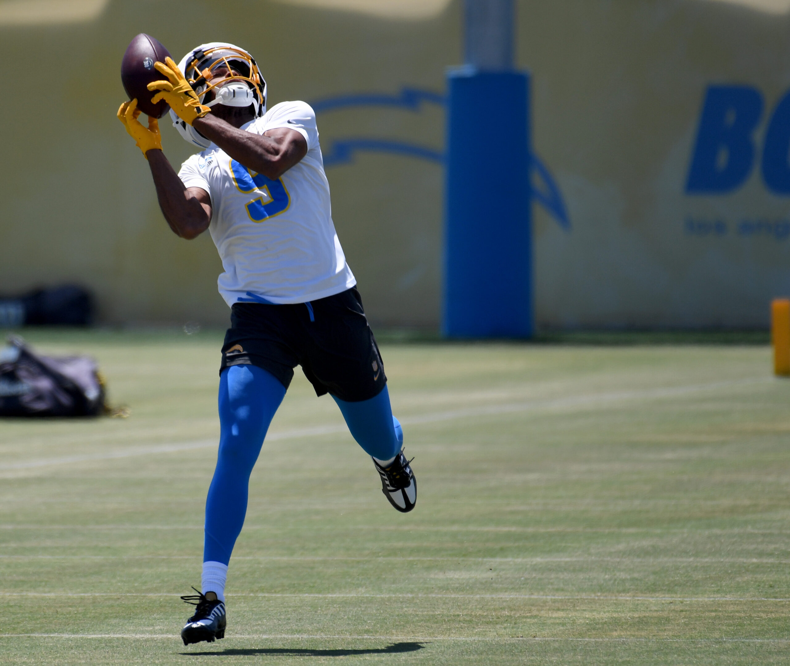 Chargers rookie wide receiver Tre Harris catches a pass as...