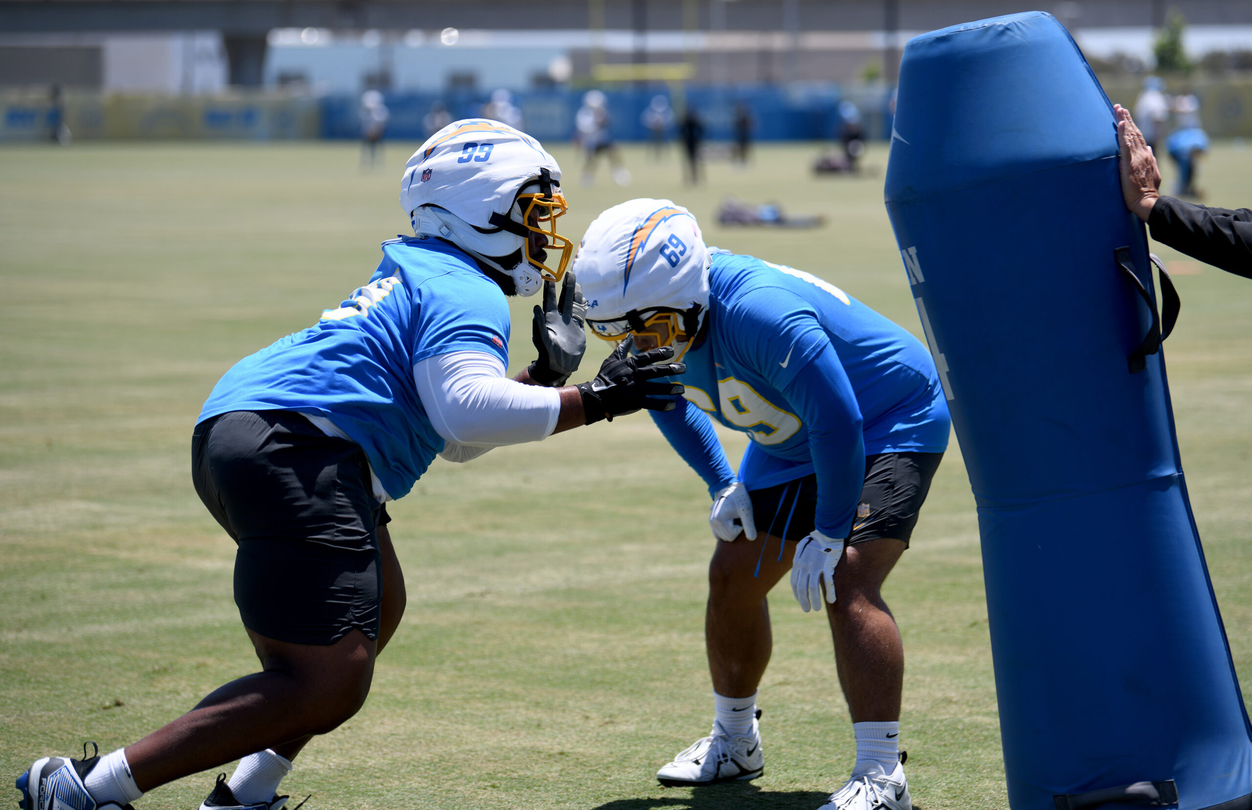 Chargers rookie defensive lineman Jamaree Caldwell (99) goes through drills...