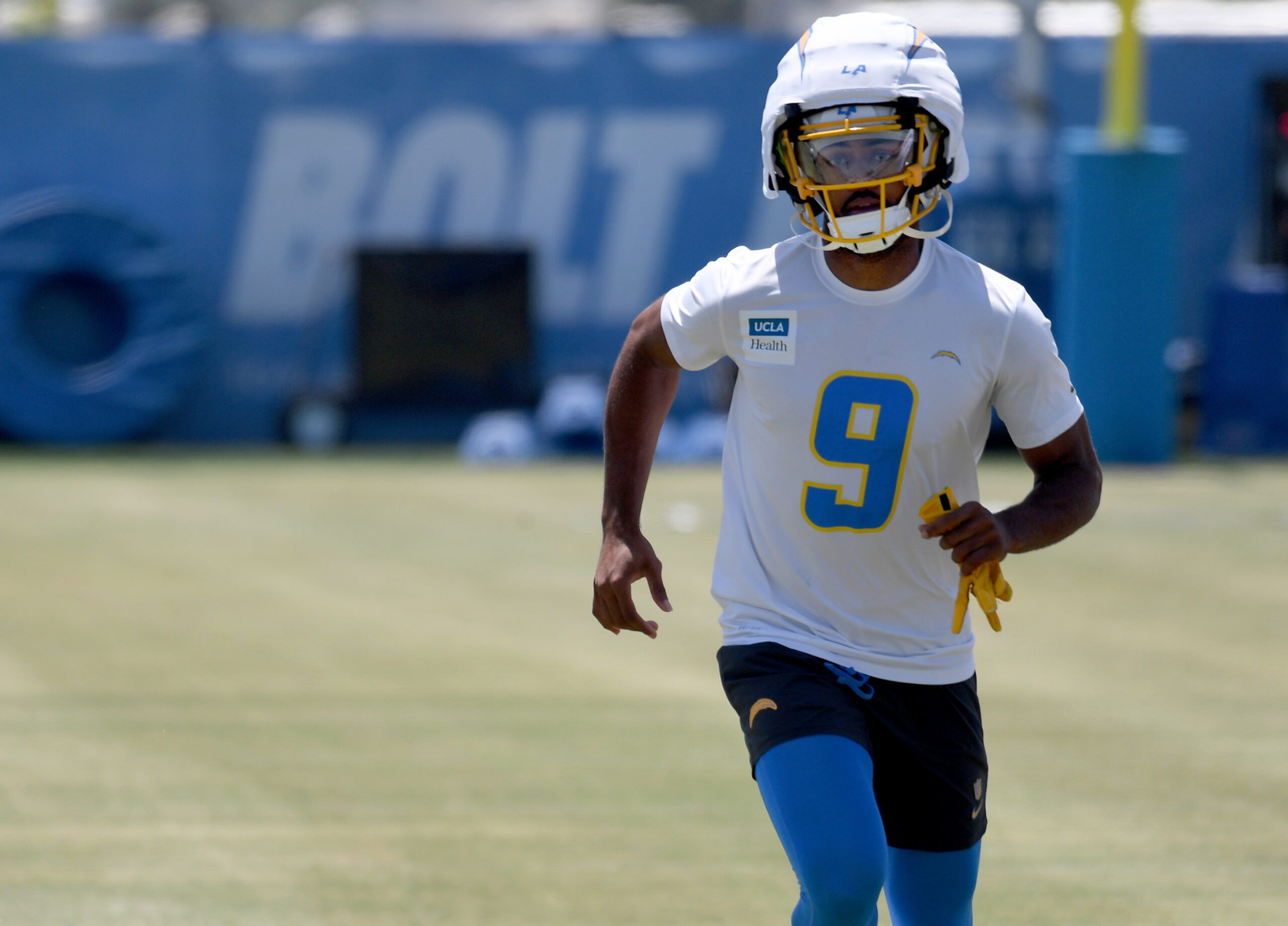 Chargers rookie wide receiver Tre Harris goes through drills during...