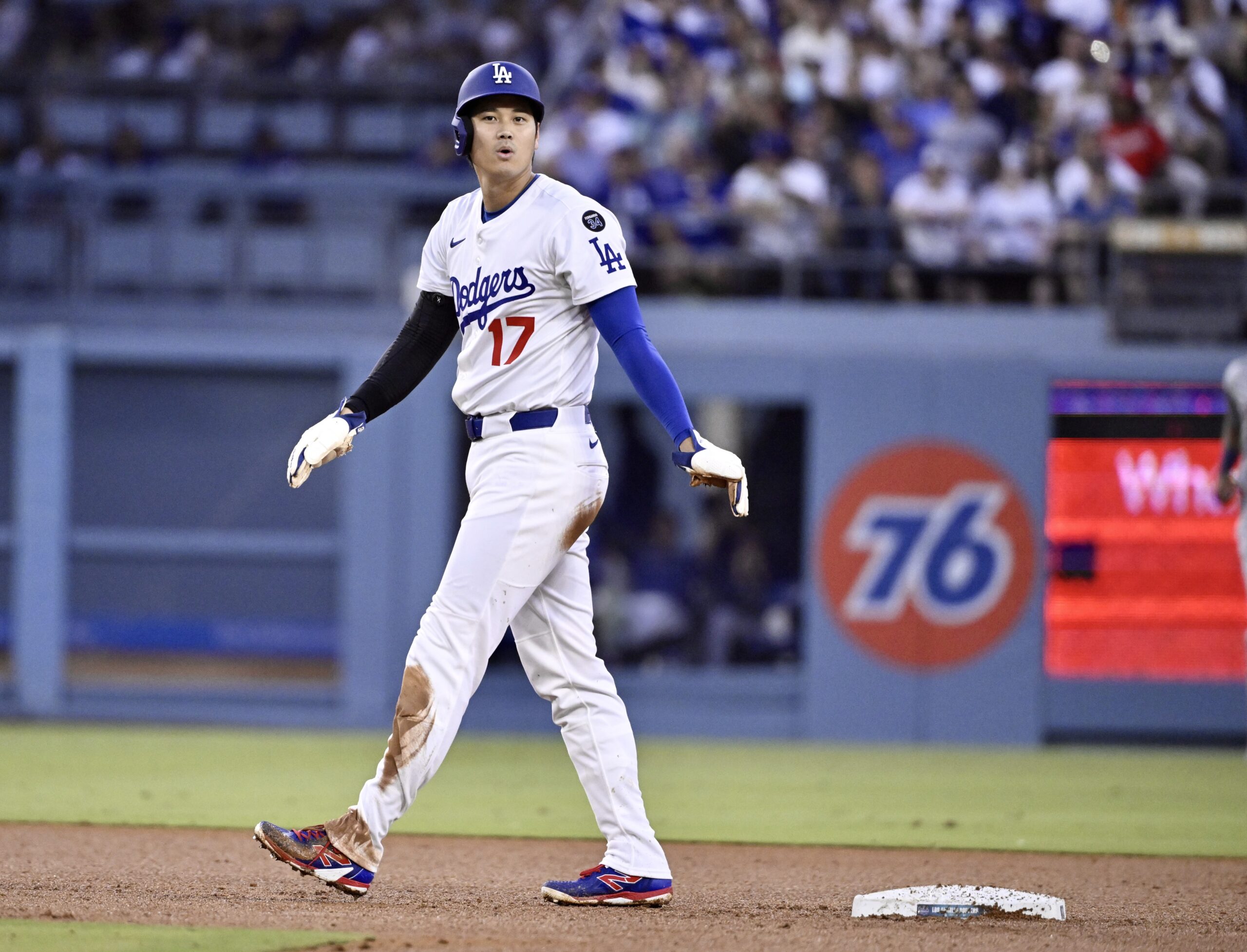 Dodgers star Shohei Ohtani reacts to the Mookie Betts call...
