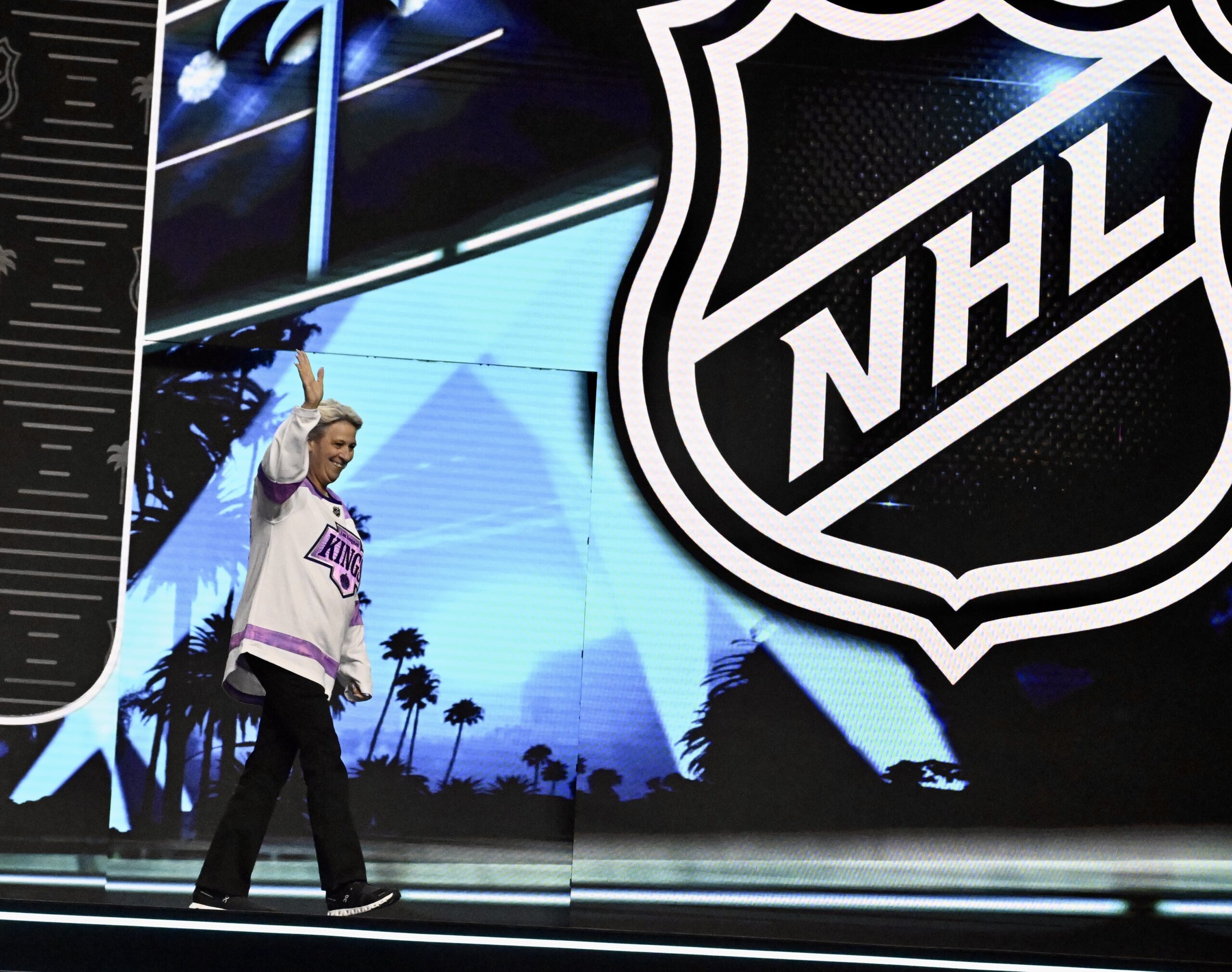 Cancer survivor Michelle Parson wearing a Kings jersey during the...