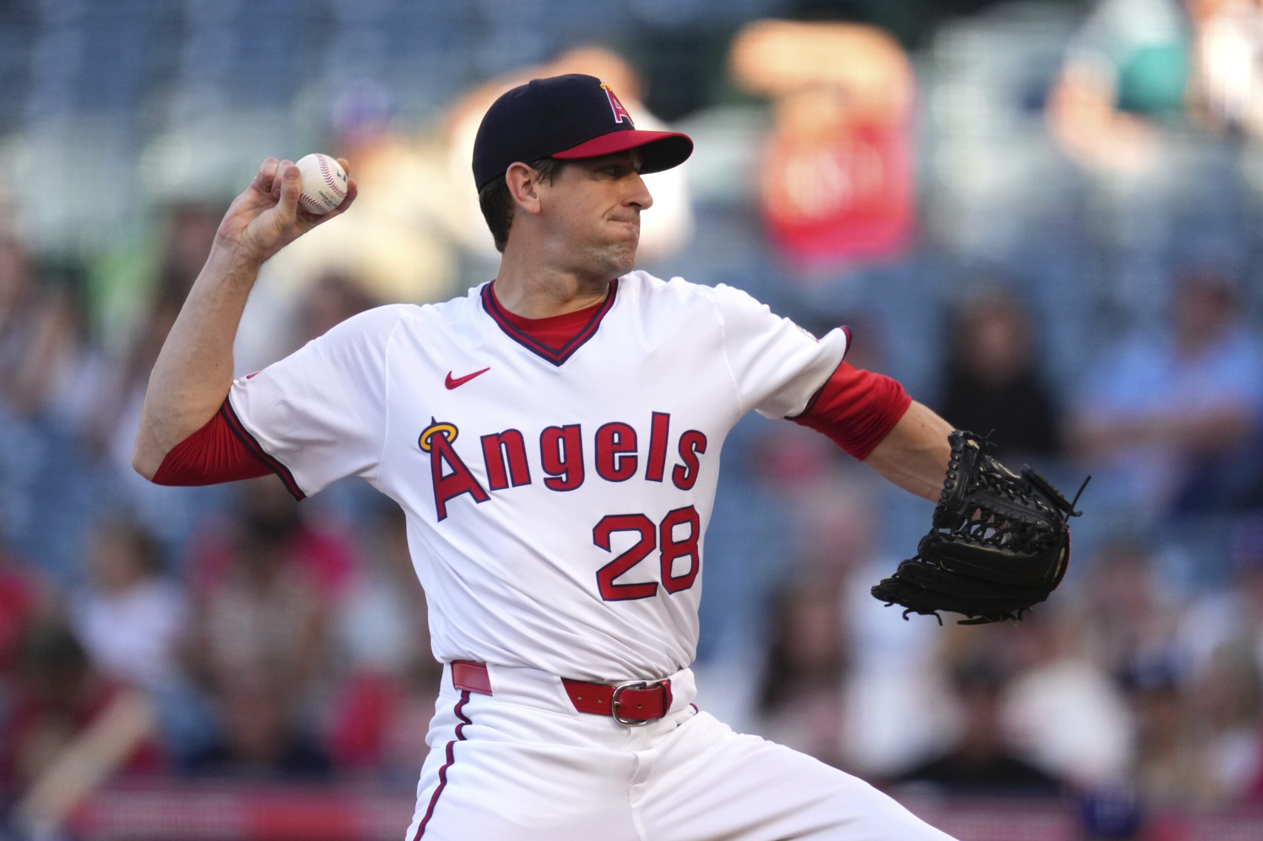 Angels starting pitcher Kyle Hendricks throws to the plate during...