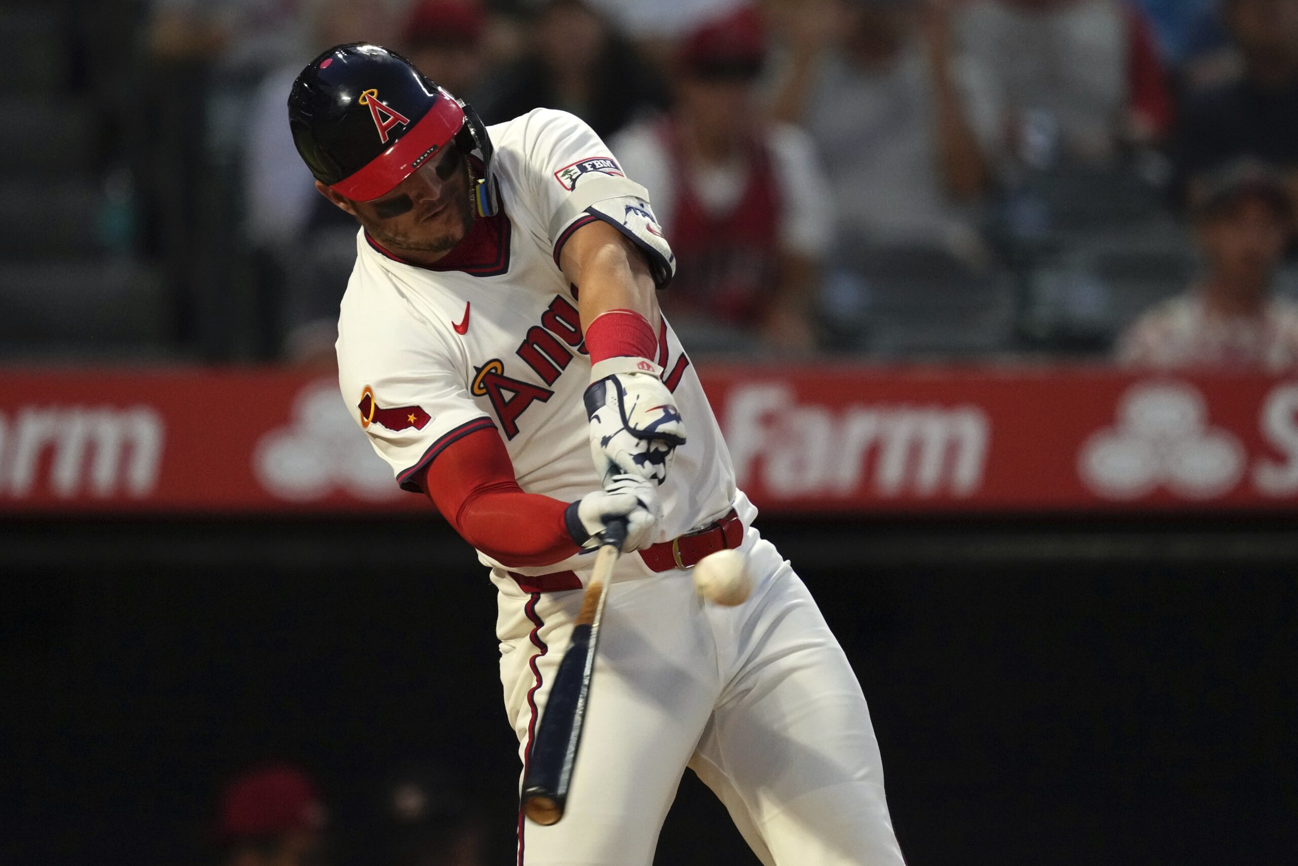 Angels star Mike Trout hits a solo home run during...