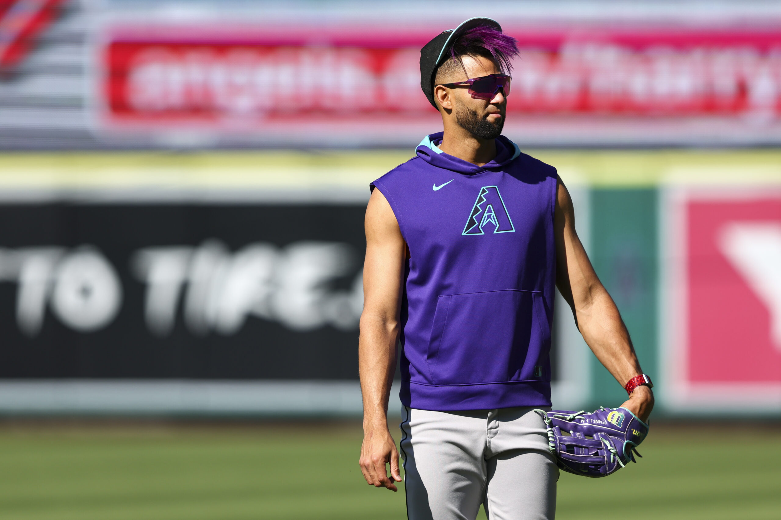 Arizona Diamondbacks’ Lourdes Gurriel Jr. looks on during batting practice...