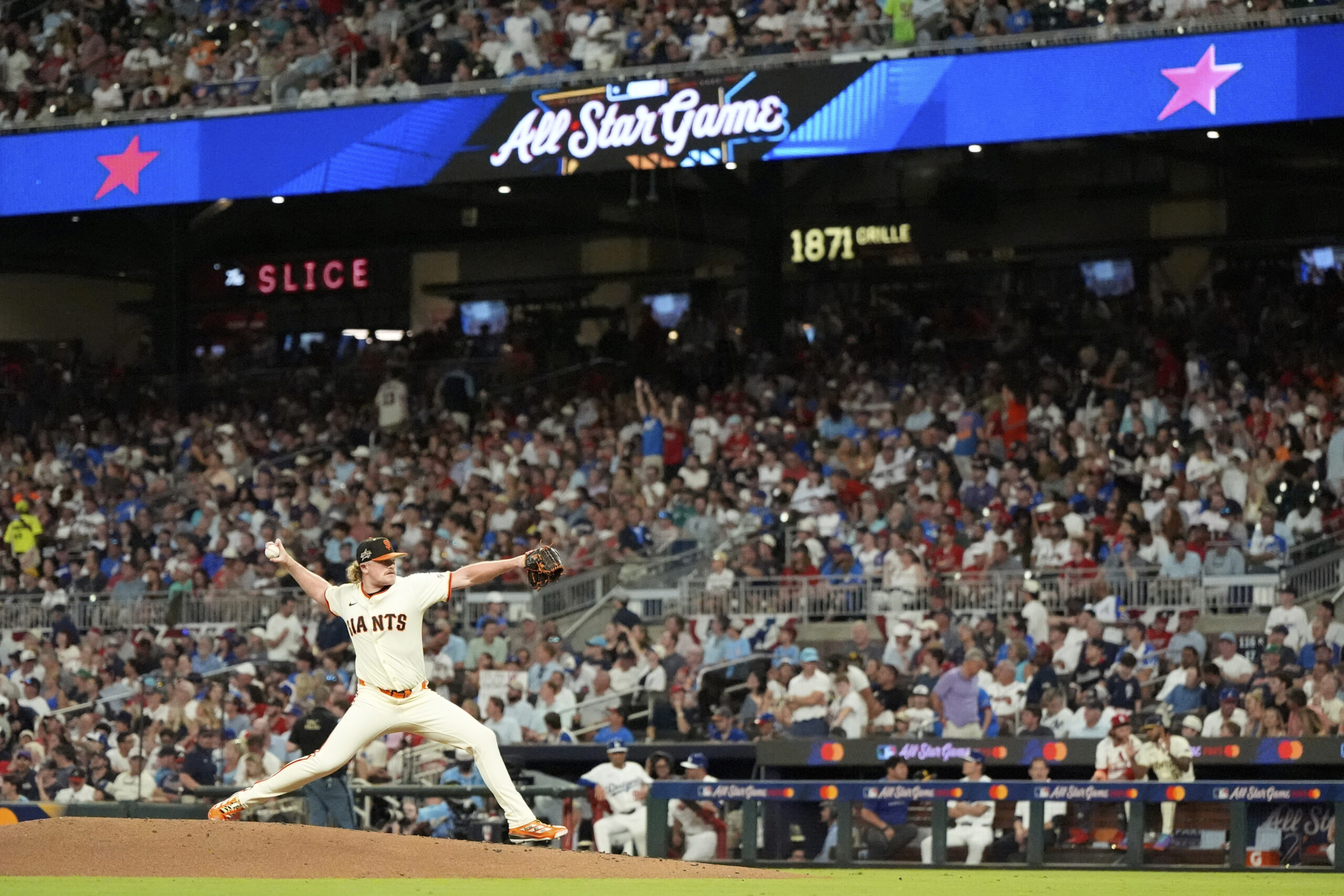 San Francisco Giants pitcher Logan Webb throw during third inning...