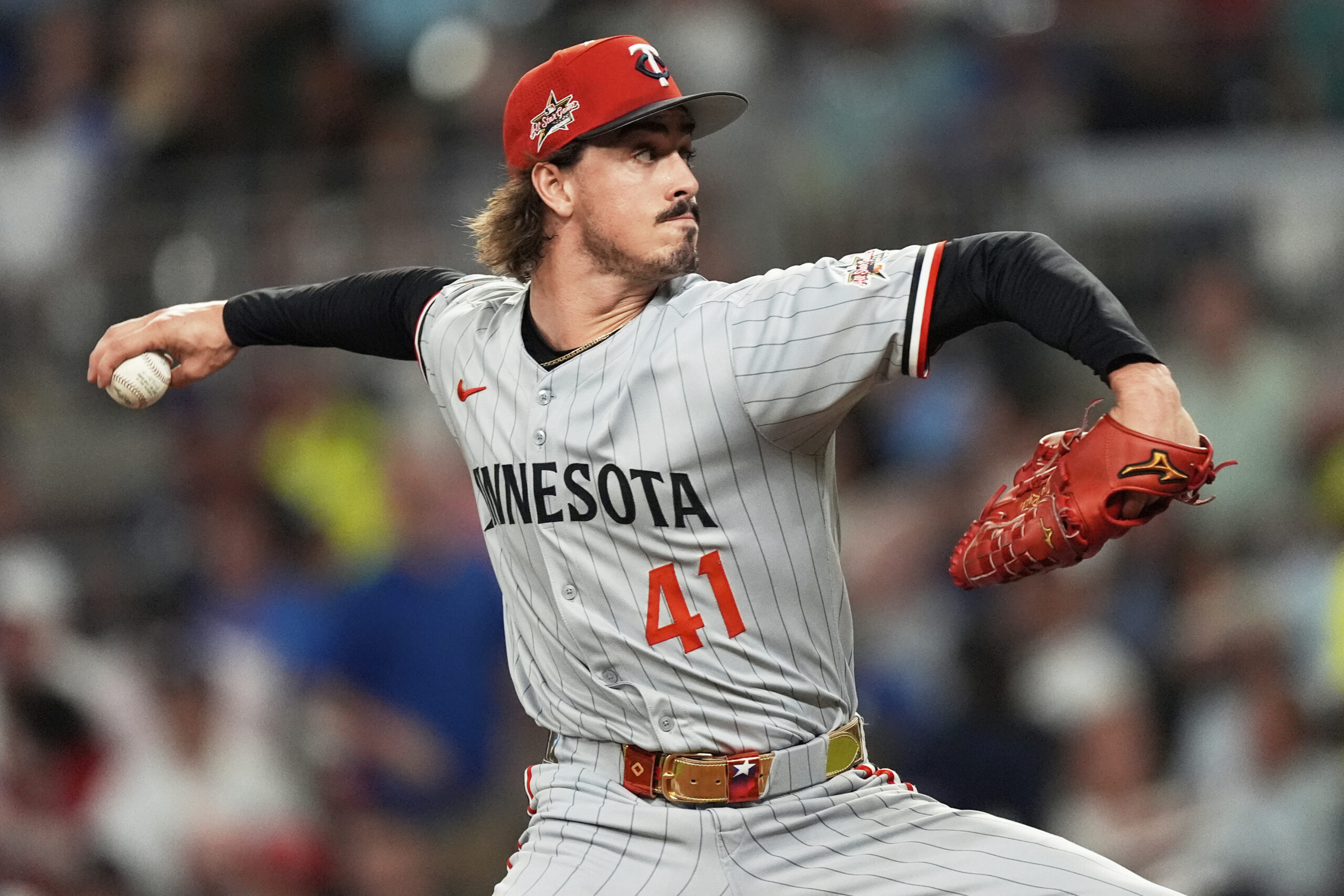 Minnesota Twins pitcher Joe Ryan throws during the fourth inning...