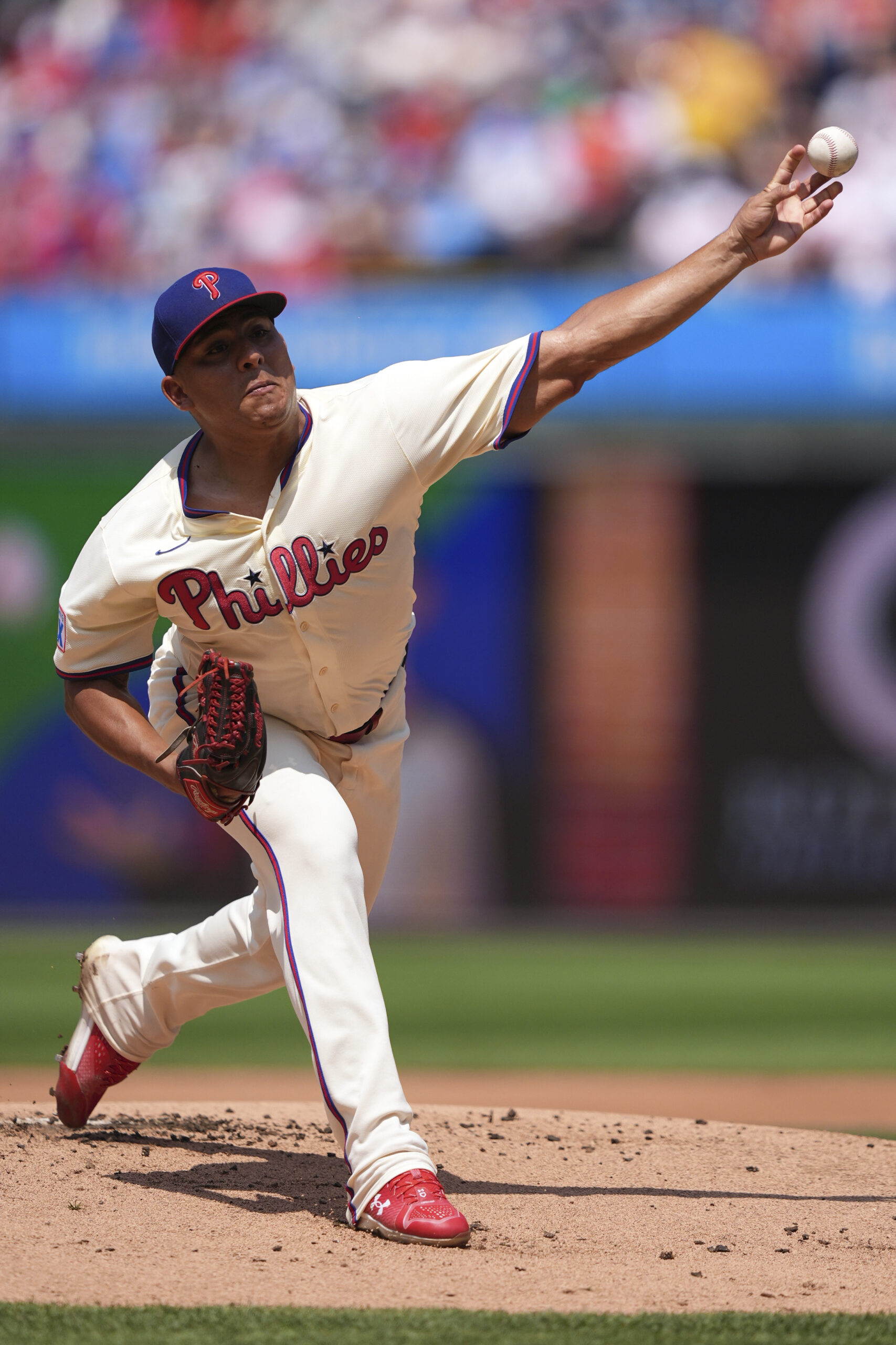 Philadelphia Phillies’ Ranger Suárez pitches during the first inning of...