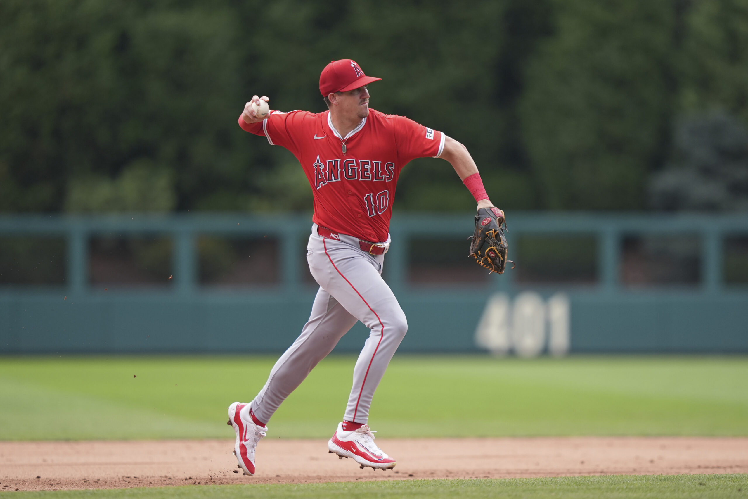 Angels’ Kevin Newman plays during a baseball game Sunday, July...