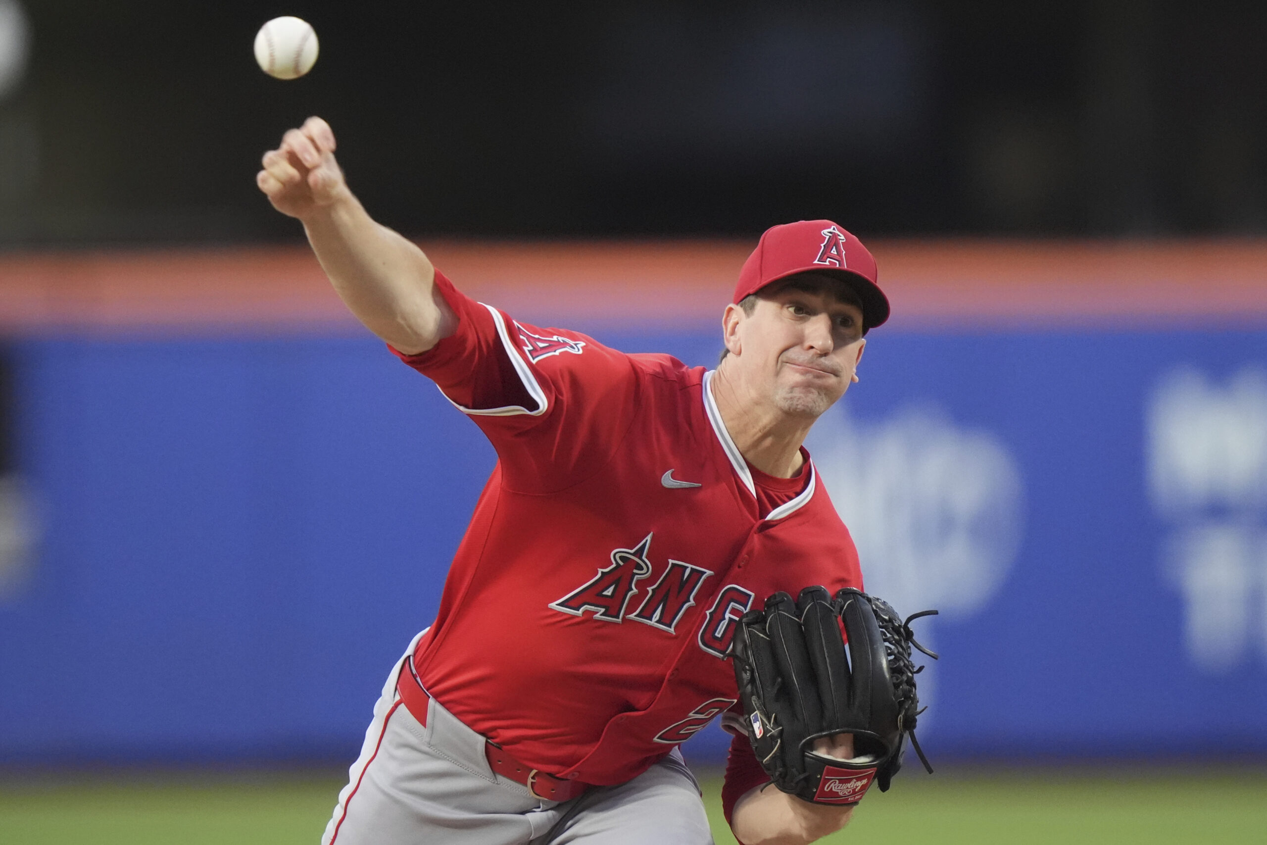 Angels starting pitcher Kyle Hendricks throws to the plate during...