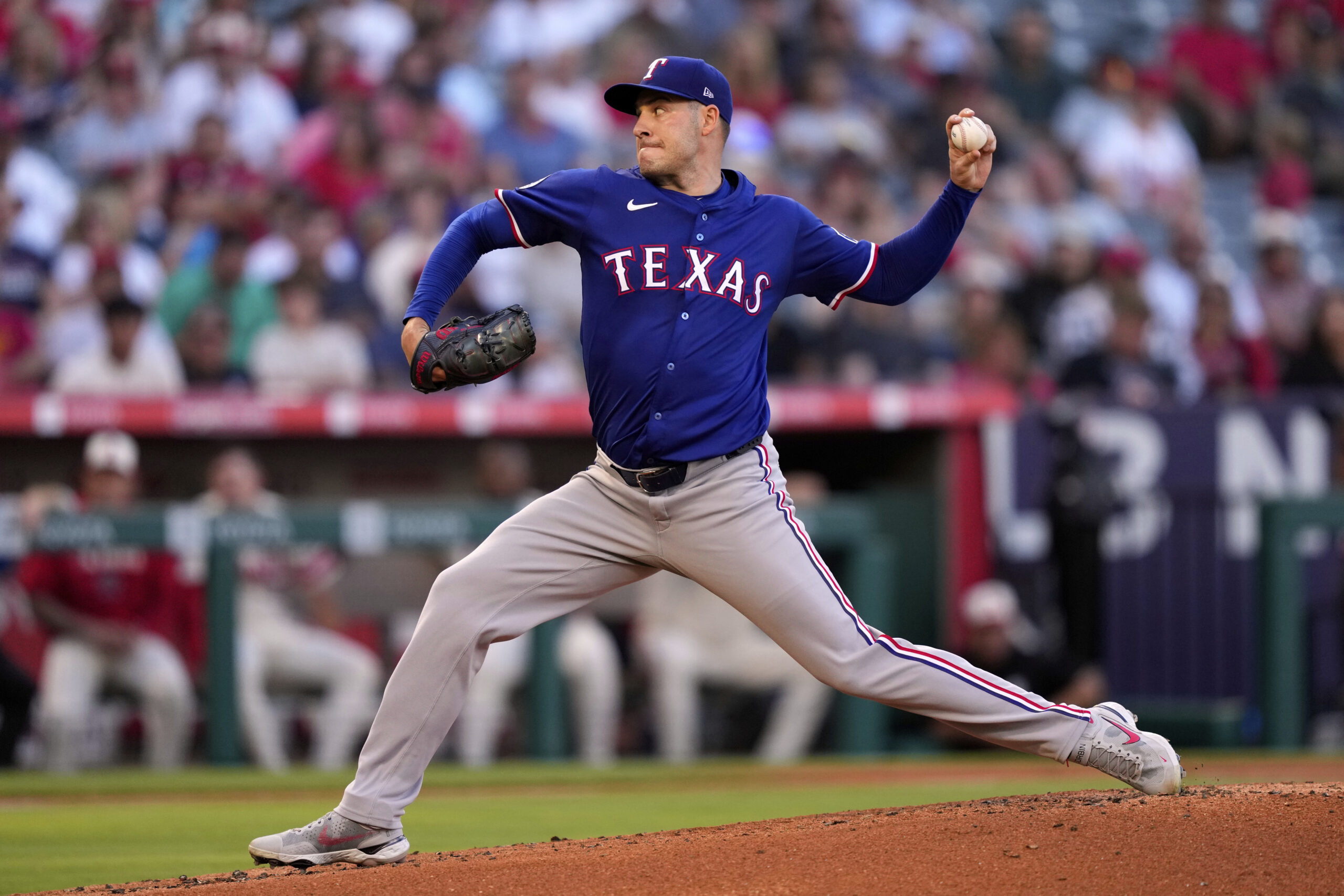 Texas Rangers starting pitcher Patrick Corbin throws to the plate...