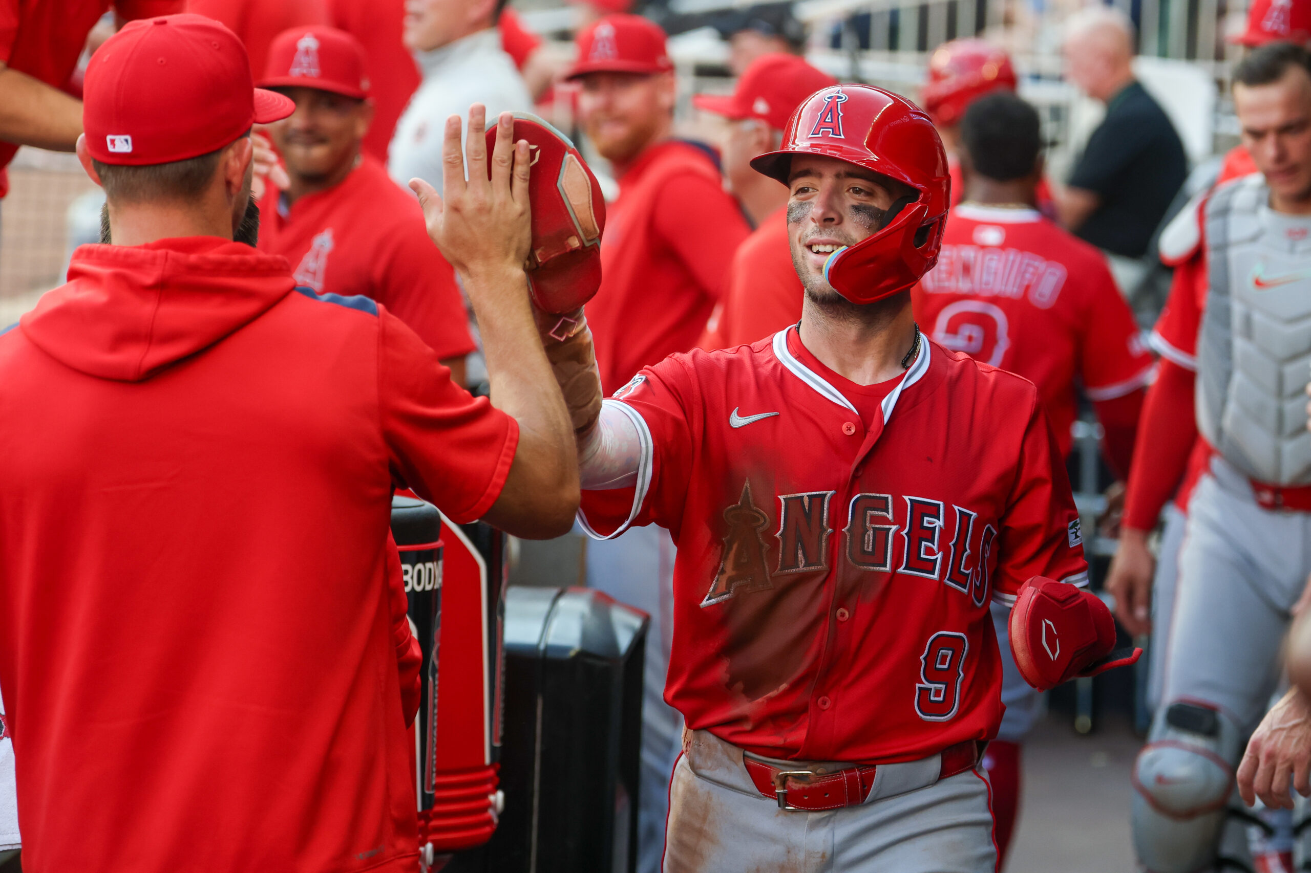 ATLANTA, GEORGIA – JULY 3: Zach Neto #9 of the...