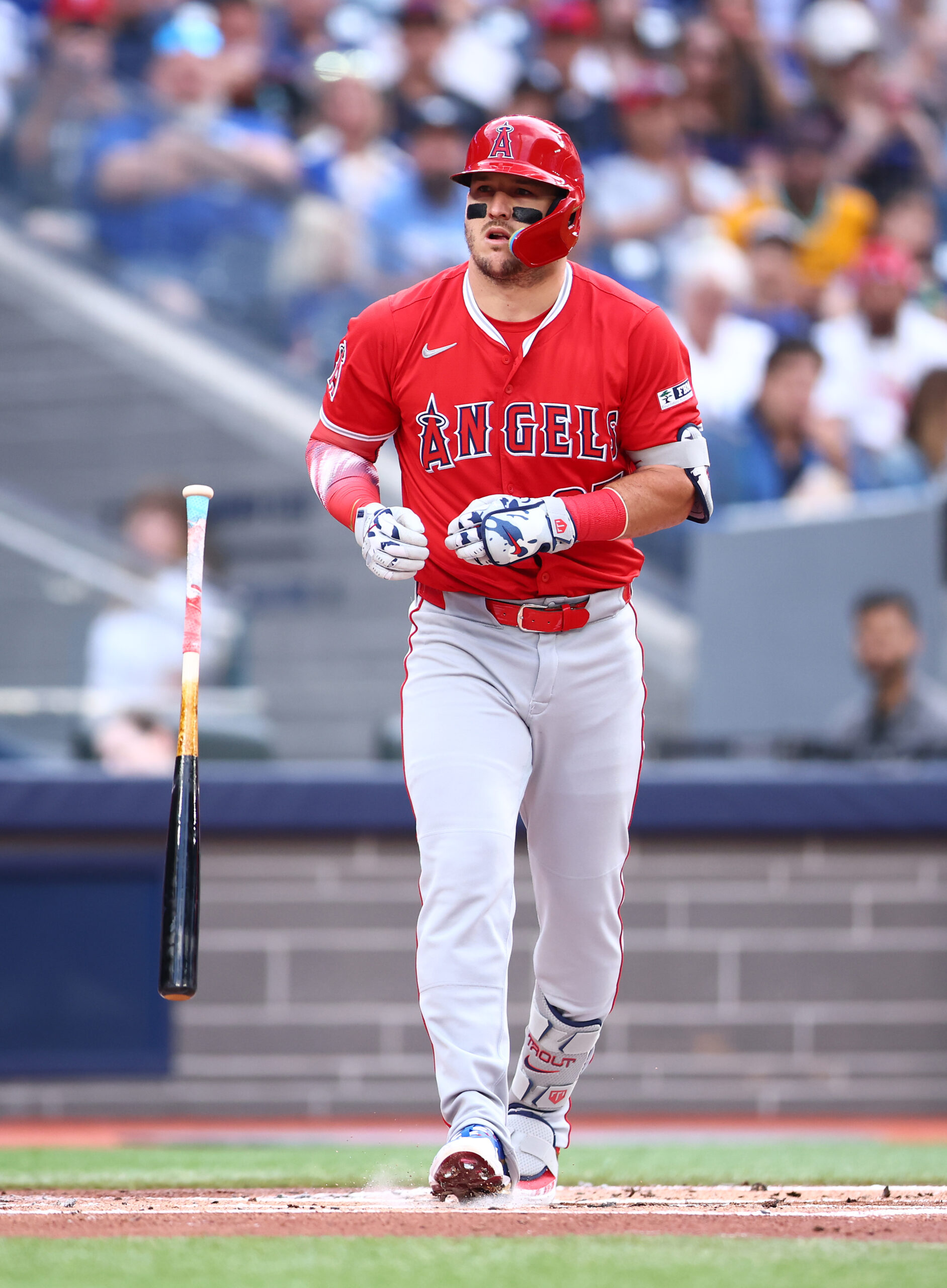 TORONTO, ON – JULY 04: Mike Trout #27 of the...